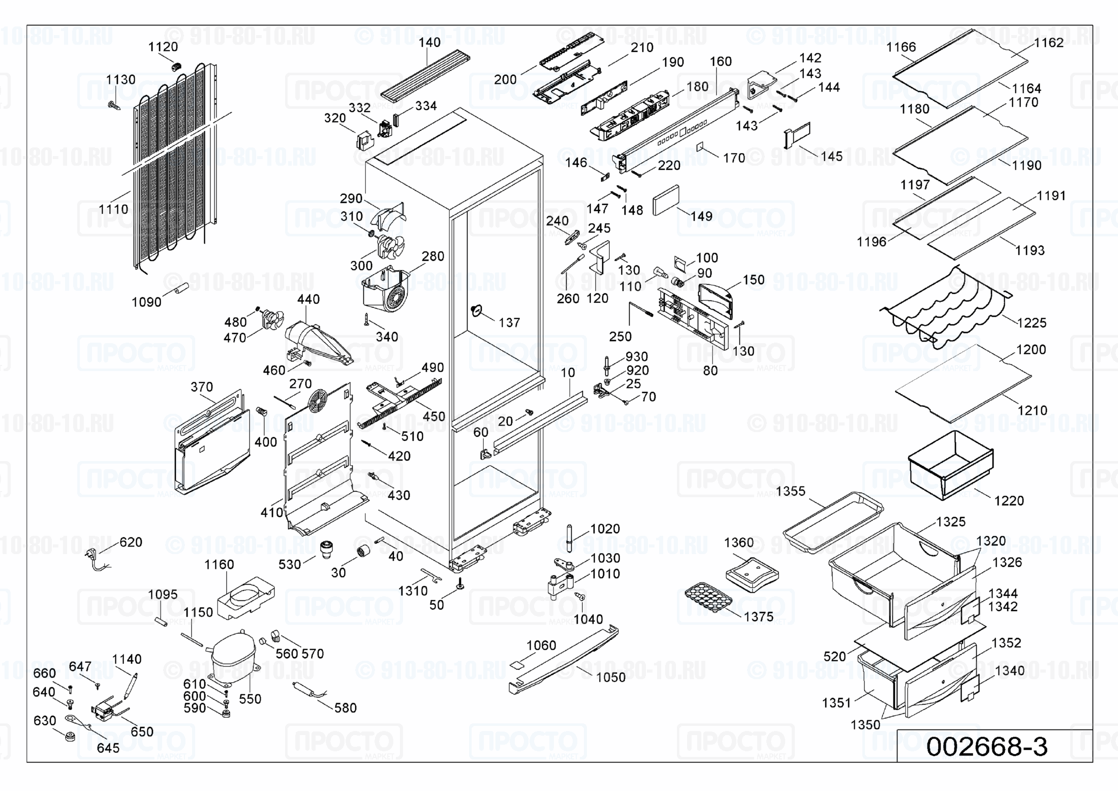 Взрыв-схема запчастей холодильника Liebherr CNes 3366-20D