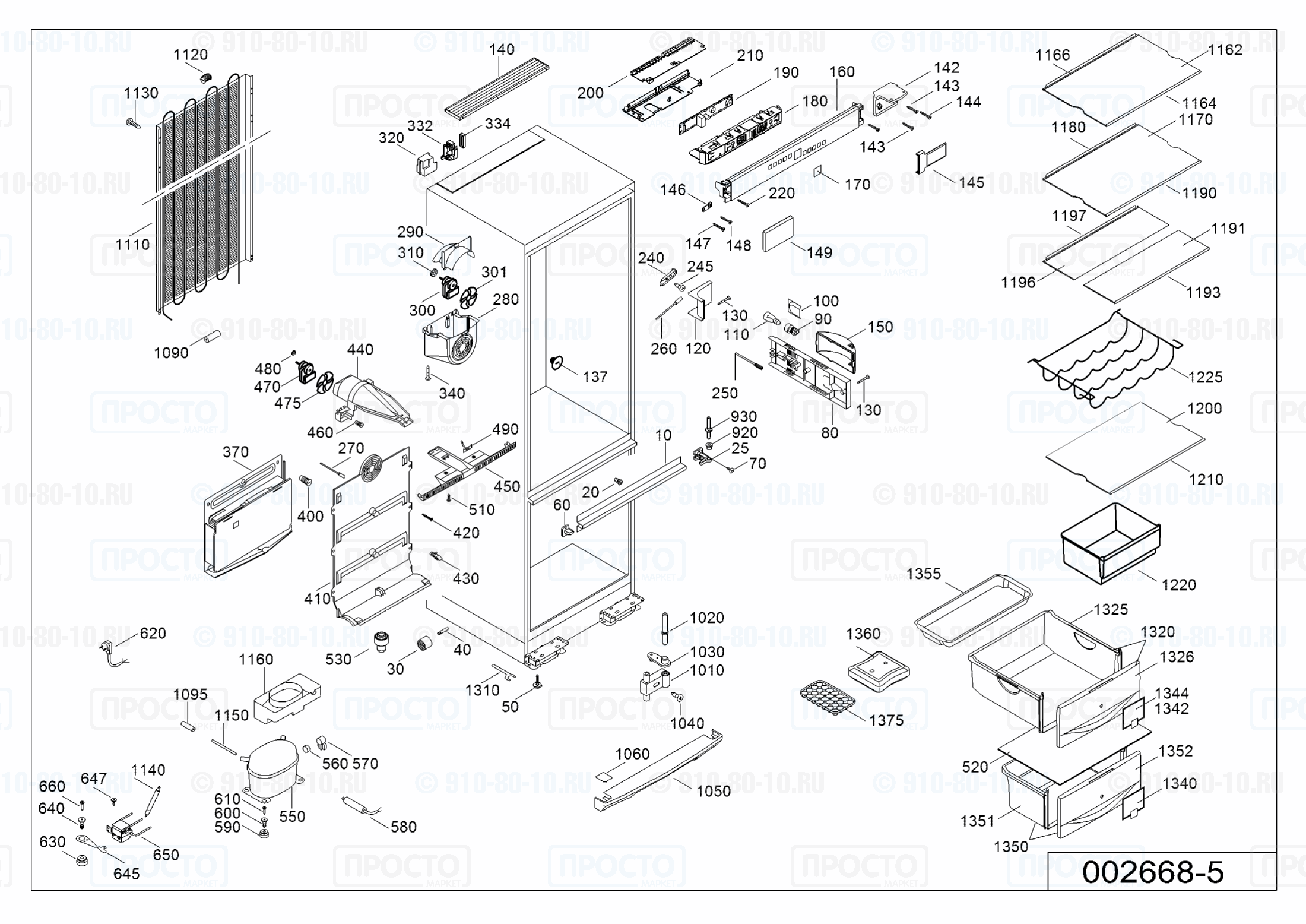 Взрыв-схема запчастей холодильника Liebherr CNes 3366-20F