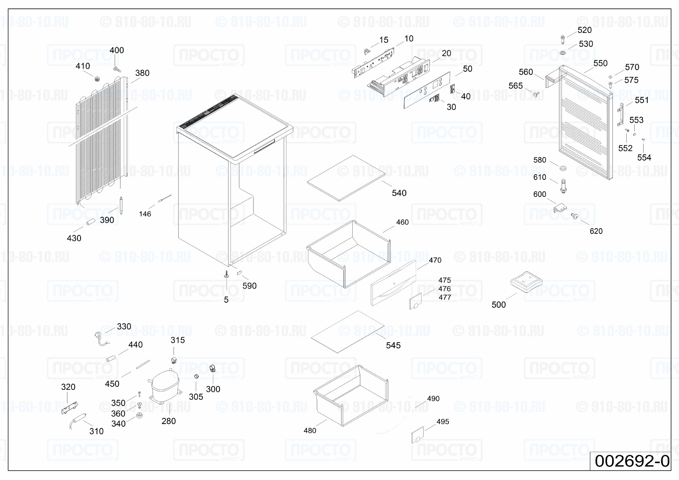 Взрыв-схема запчастей холодильника Liebherr GP 1466-20A