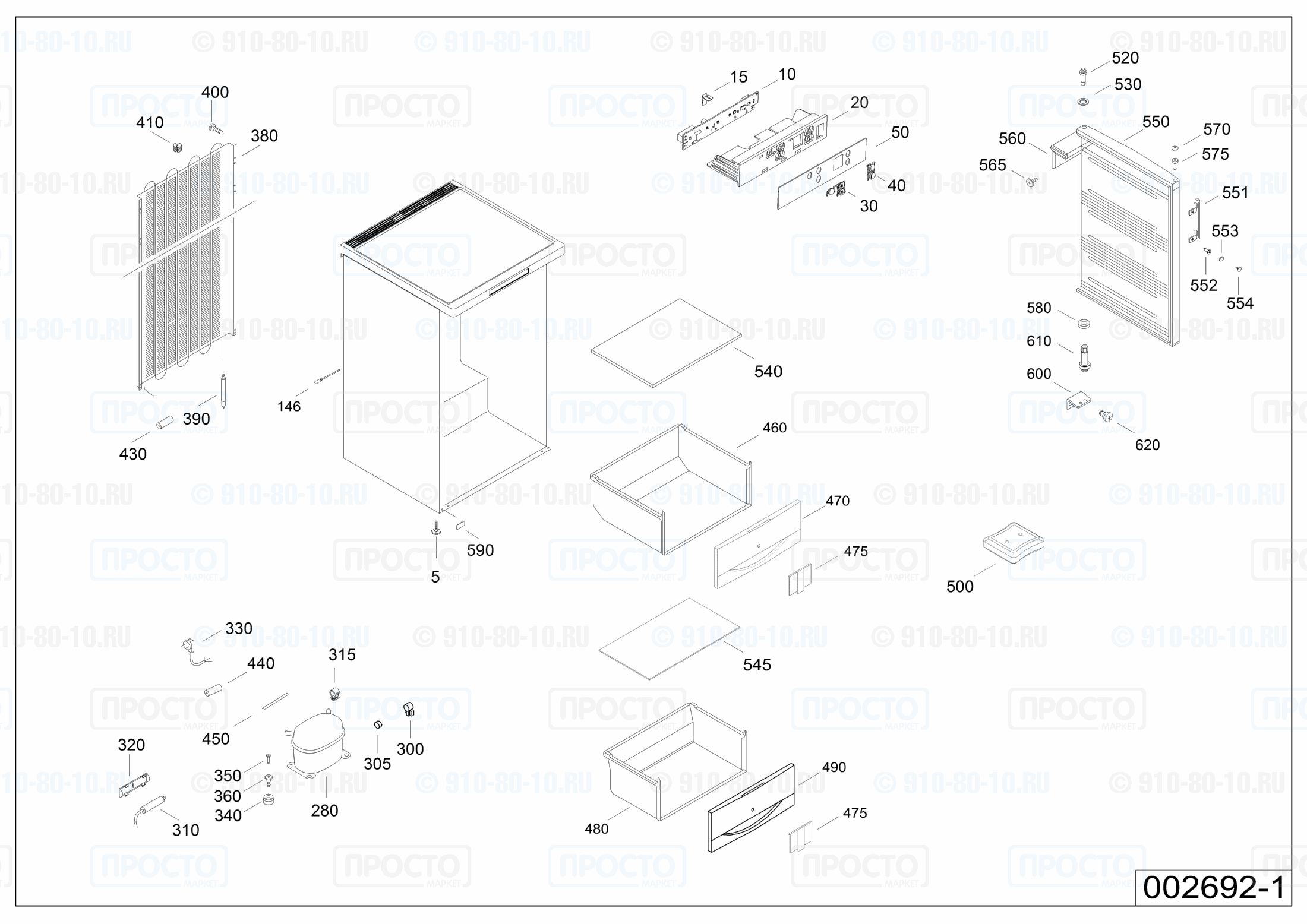 Взрыв-схема запчастей холодильника Liebherr GP 1466-23A