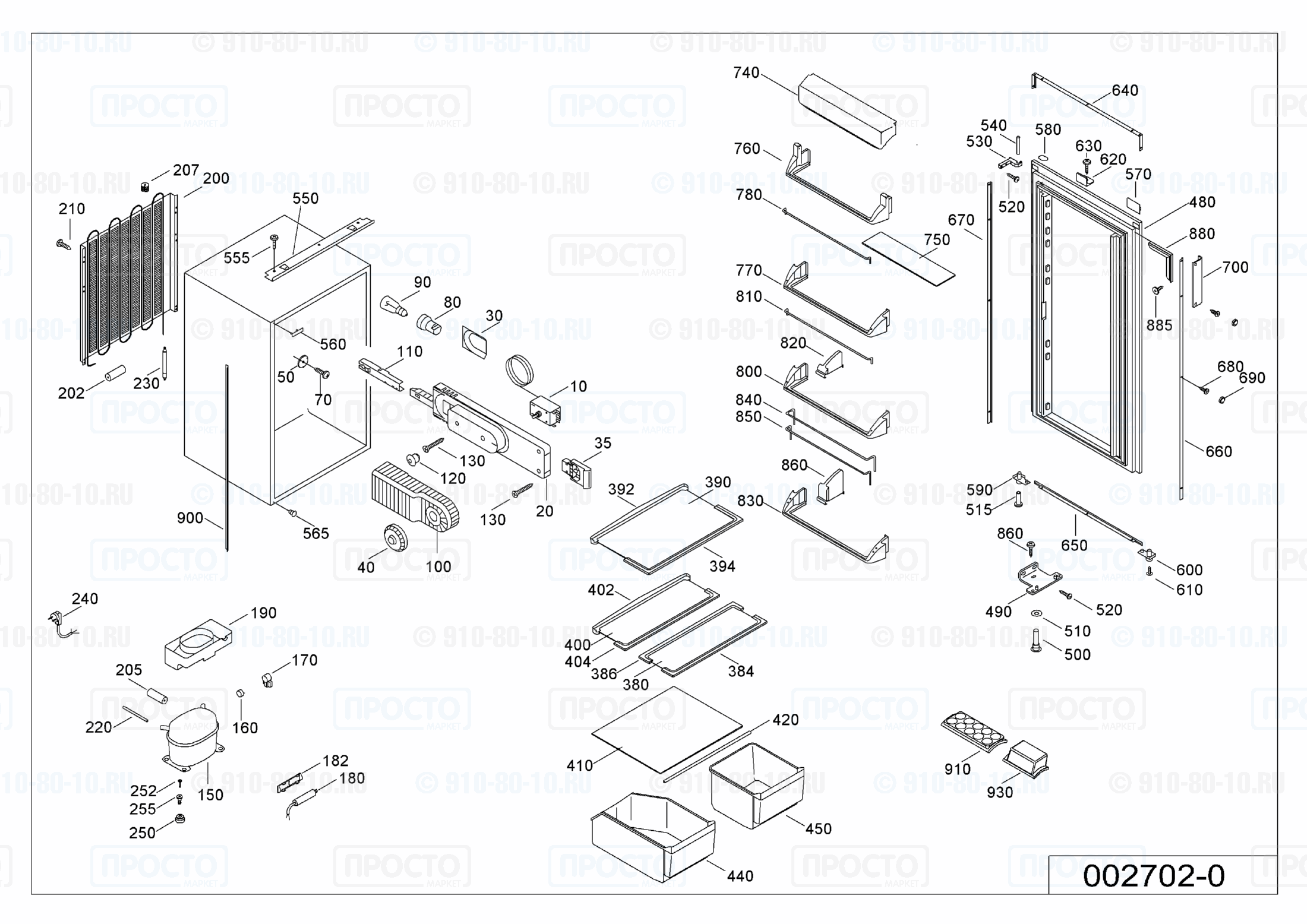 Взрыв-схема запчастей холодильника Liebherr KE 2440-24C