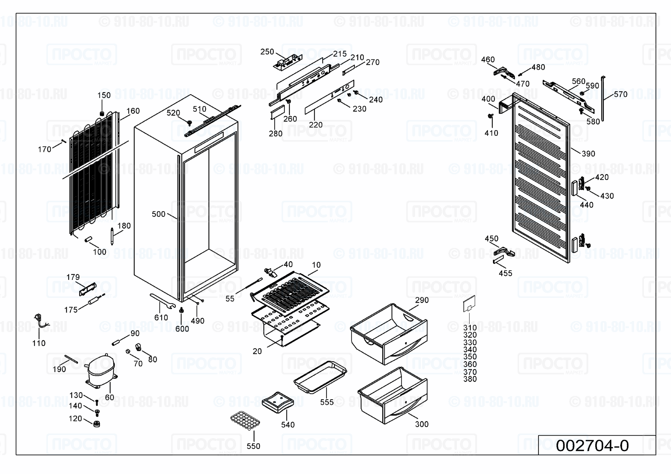 Взрыв-схема запчастей холодильника Liebherr GIP 1023-22C