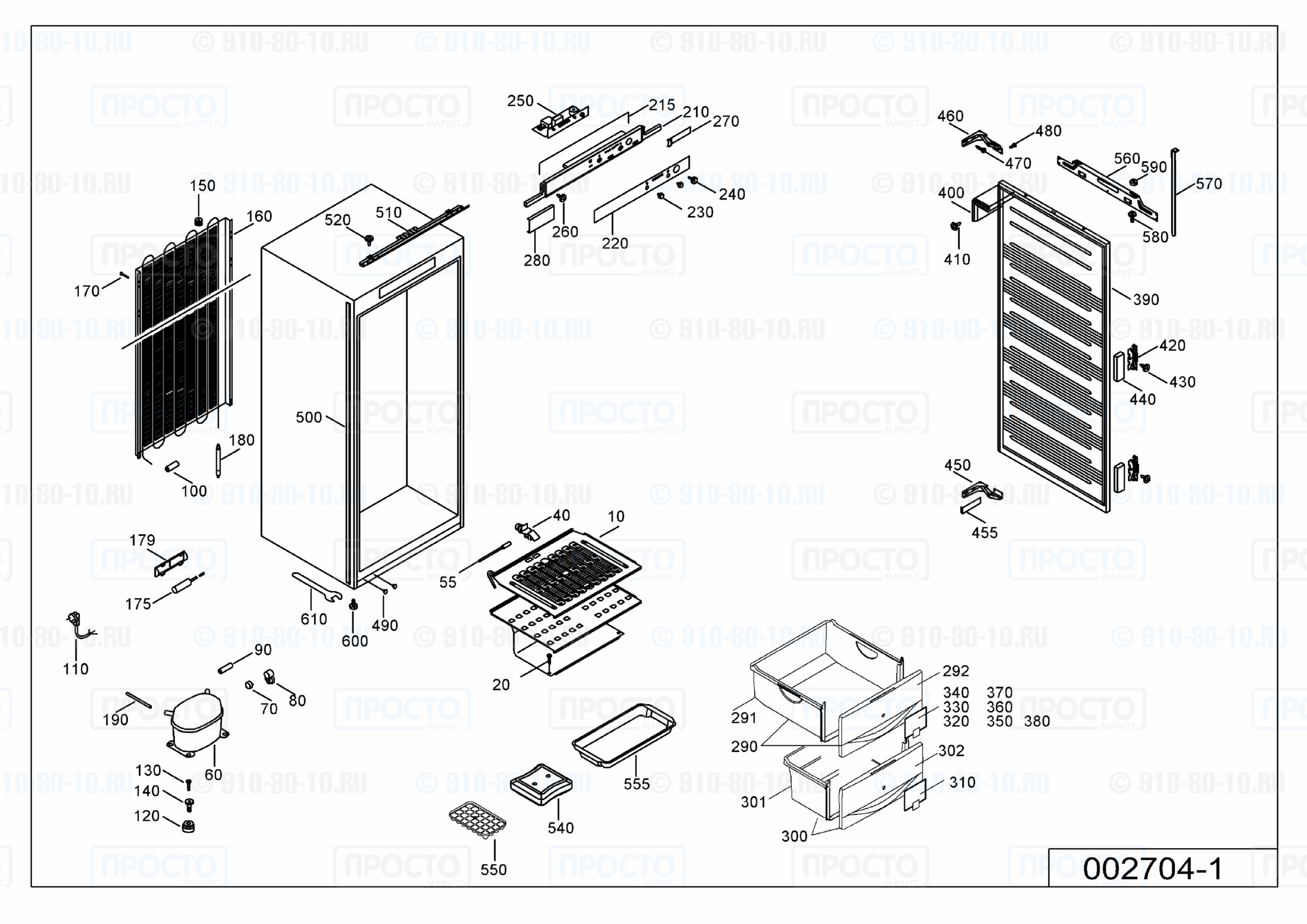 Взрыв-схема запчастей холодильника Liebherr GIP 1023-22E