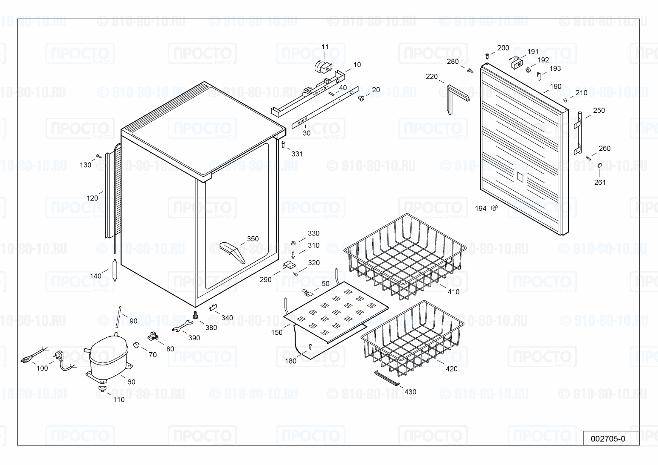 Взрыв-схема запчастей холодильника Liebherr GG 1550-20A
