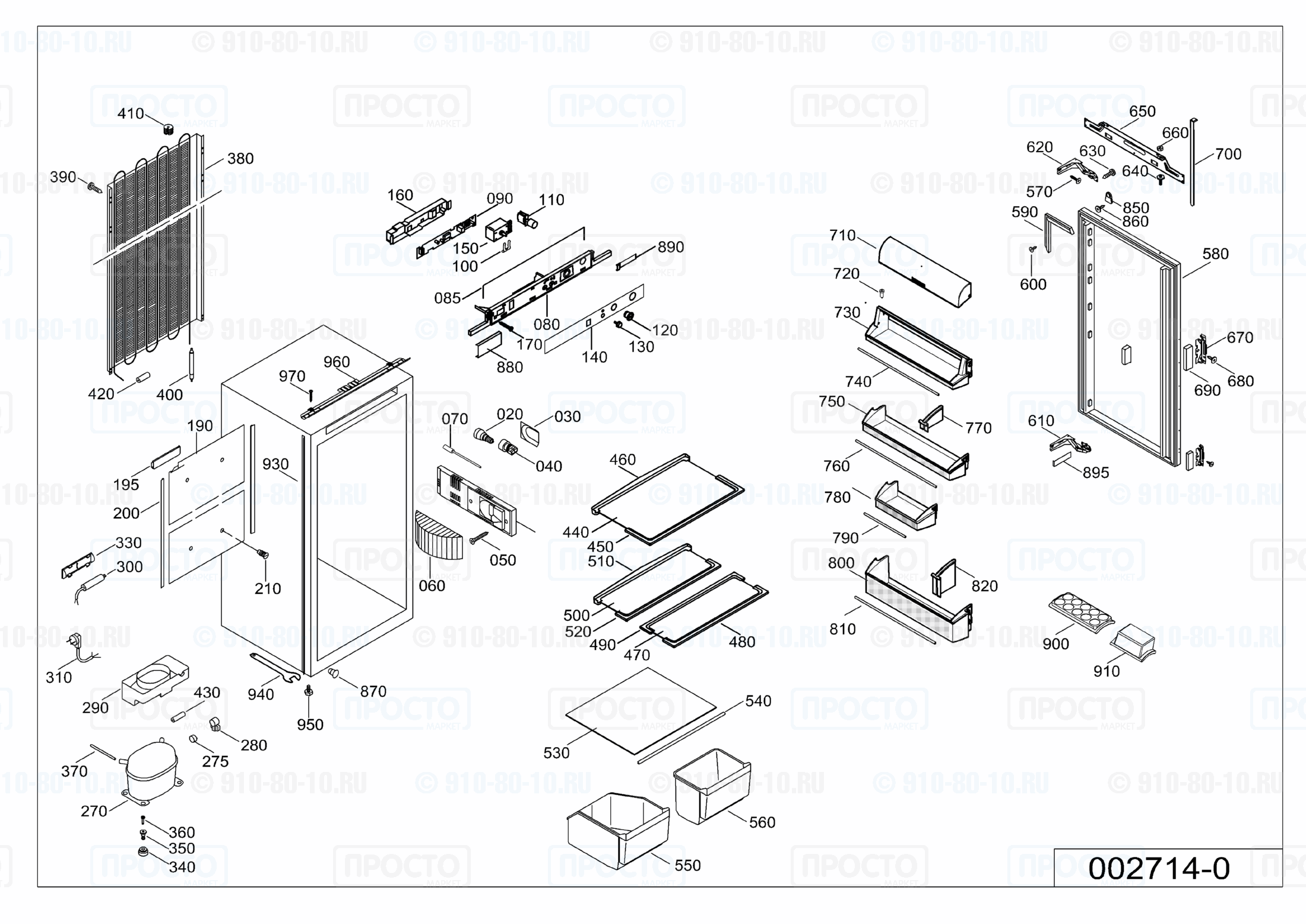 Взрыв-схема запчастей холодильника Liebherr KIPe 2340-25A