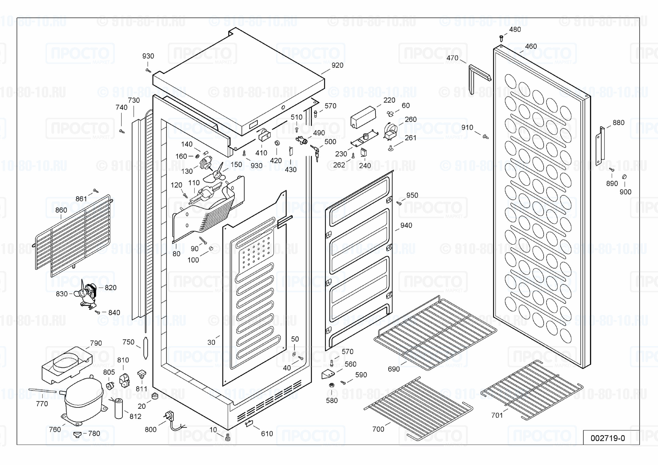 Взрыв-схема запчастей холодильника Liebherr FKv 4310-20A
