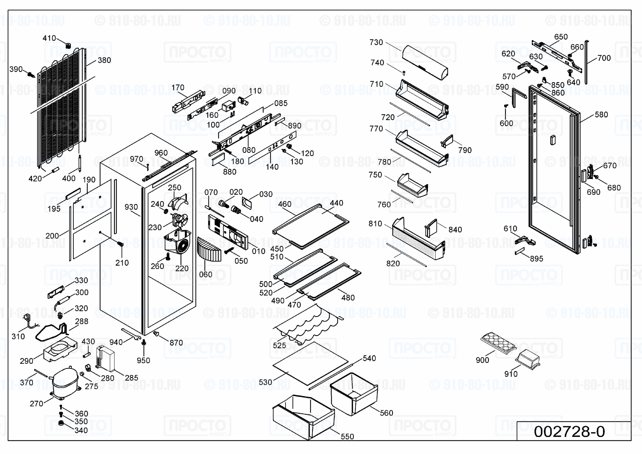 Взрыв-схема запчастей холодильника Liebherr KIPve 2840-24A