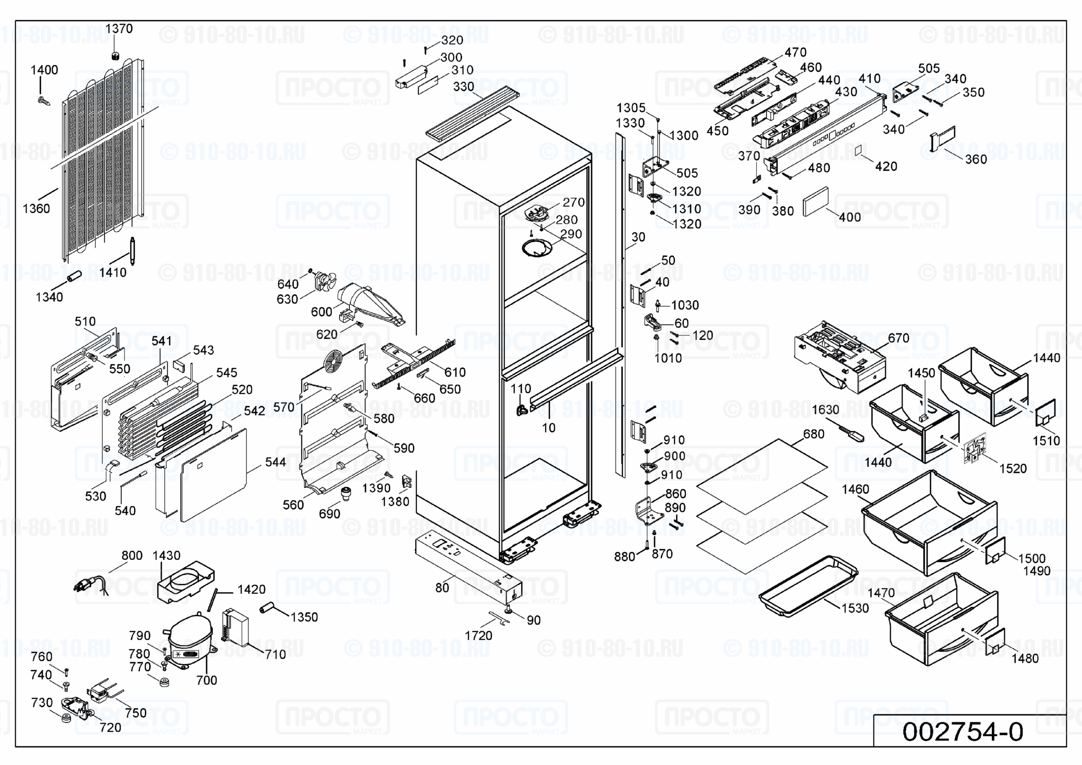 Взрыв-схема запчастей холодильника Liebherr EWTN 2956-10