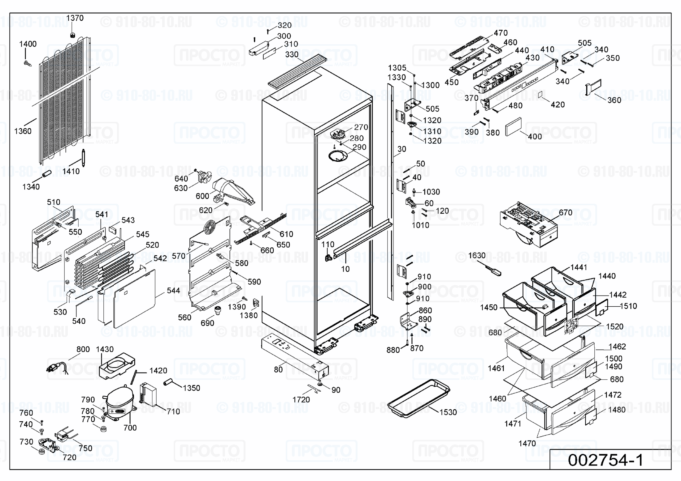 Взрыв-схема запчастей холодильника Liebherr EWTN 2956-10C