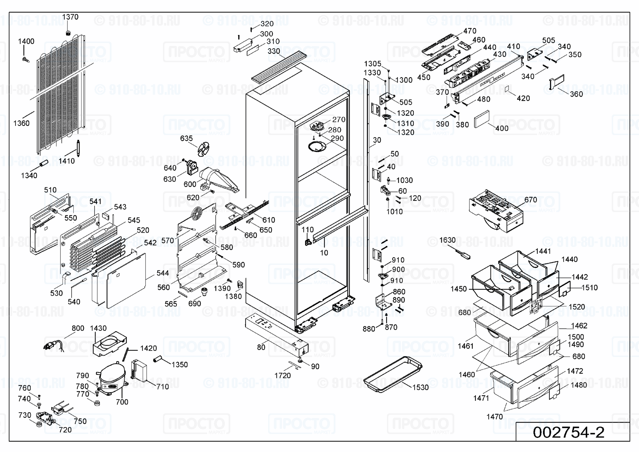 Взрыв-схема запчастей холодильника Liebherr EWTN 2956-10E