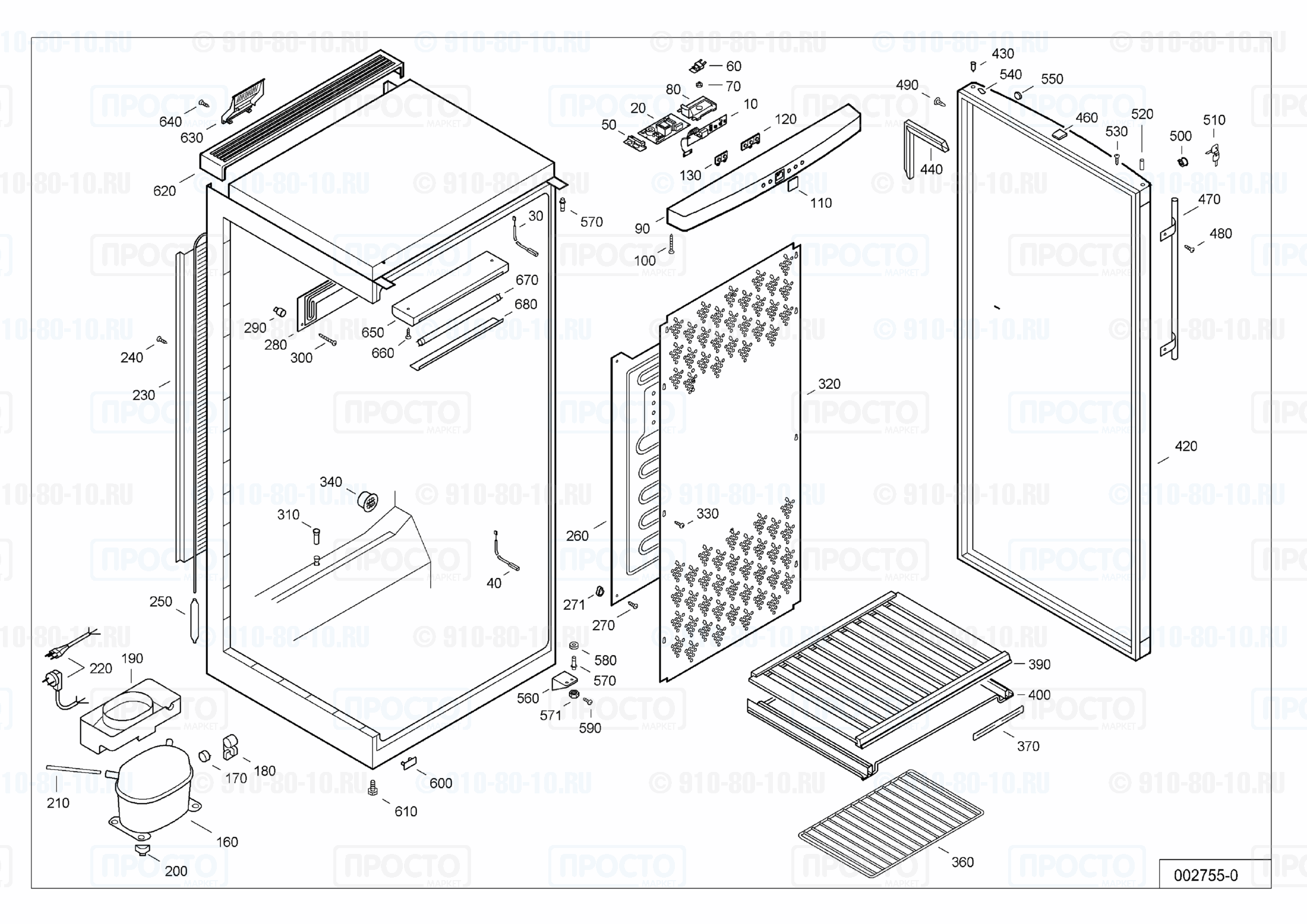 Взрыв-схема запчастей холодильника Liebherr WTsw 4277-24A