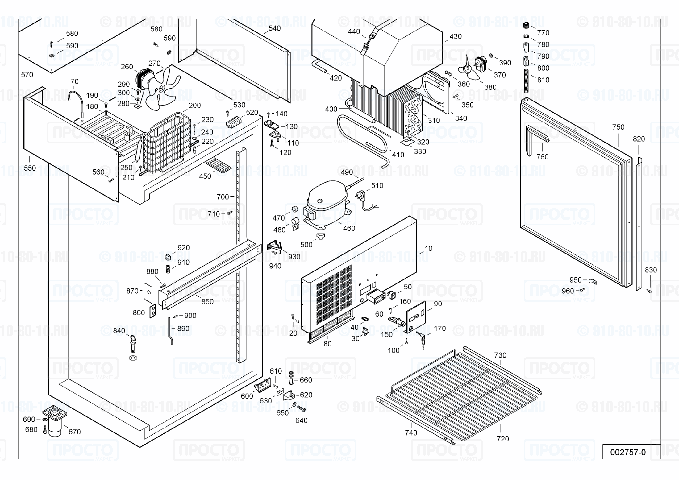 Взрыв-схема запчастей холодильника Liebherr GKPv 6523-10