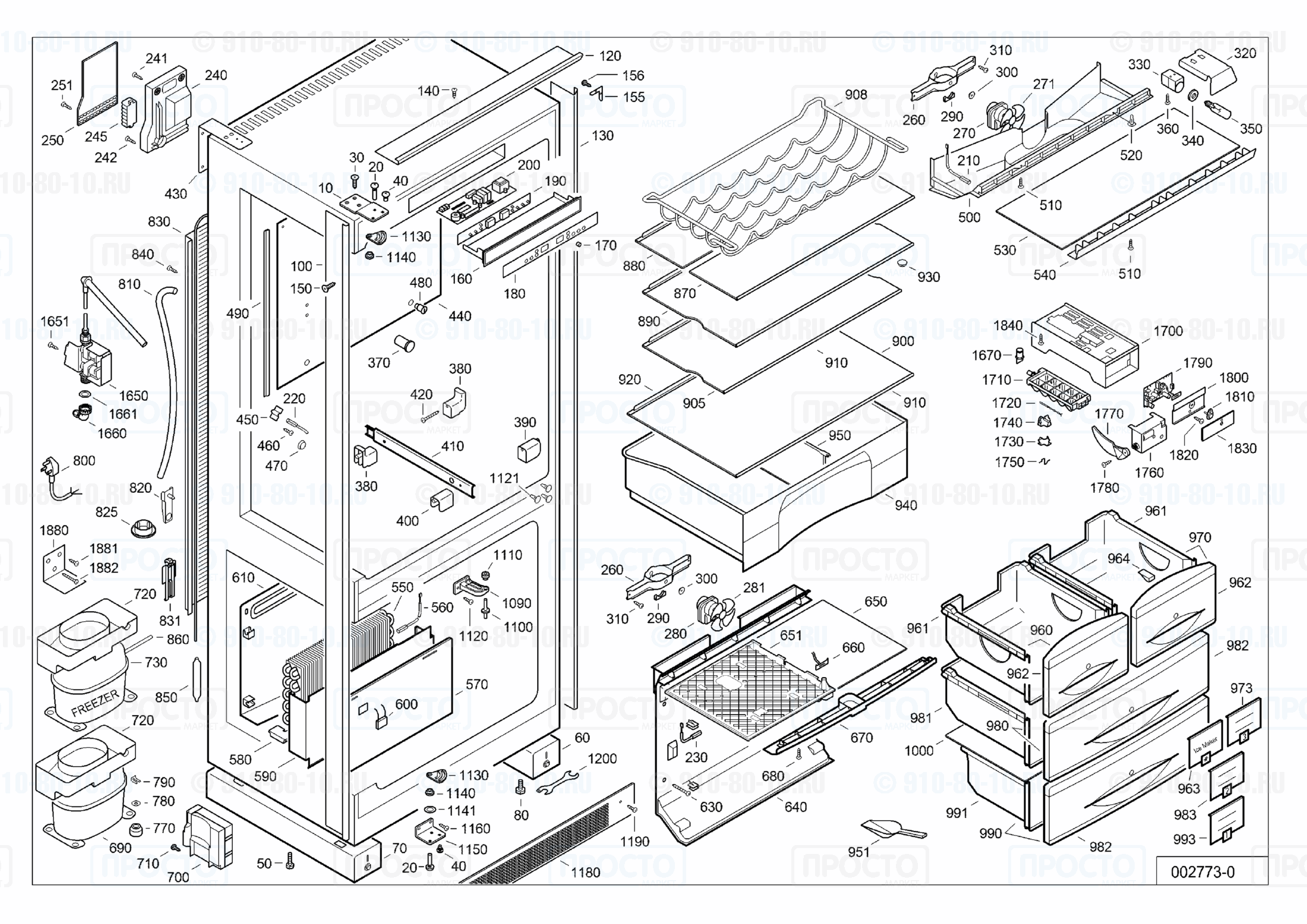 Взрыв-схема запчастей холодильника Liebherr KEKNv 5056-15D