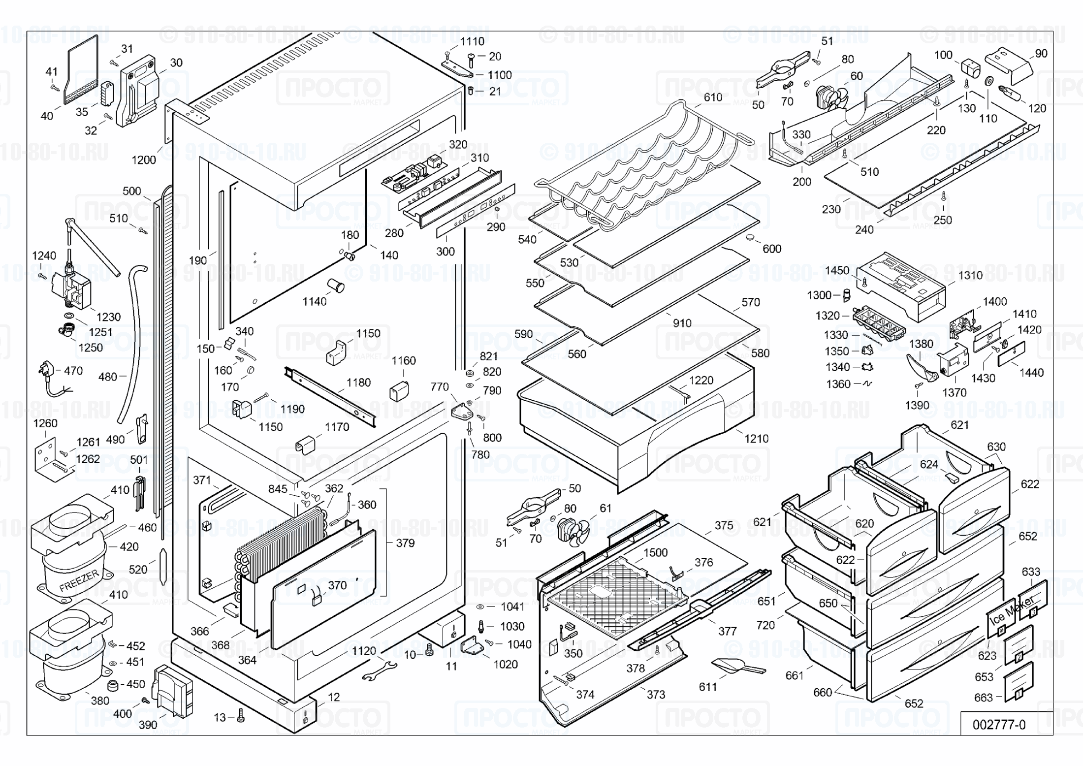 Взрыв-схема запчастей холодильника Liebherr CNes 5066-10C