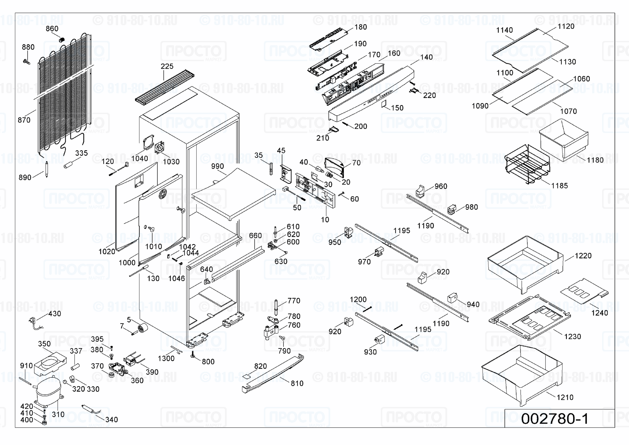 Взрыв-схема запчастей холодильника Liebherr CBP 3656-20C