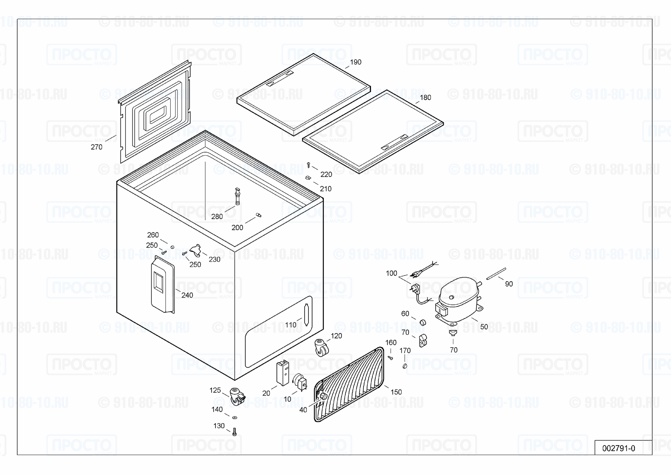 Взрыв-схема запчастей холодильника Liebherr FT 2900-12E