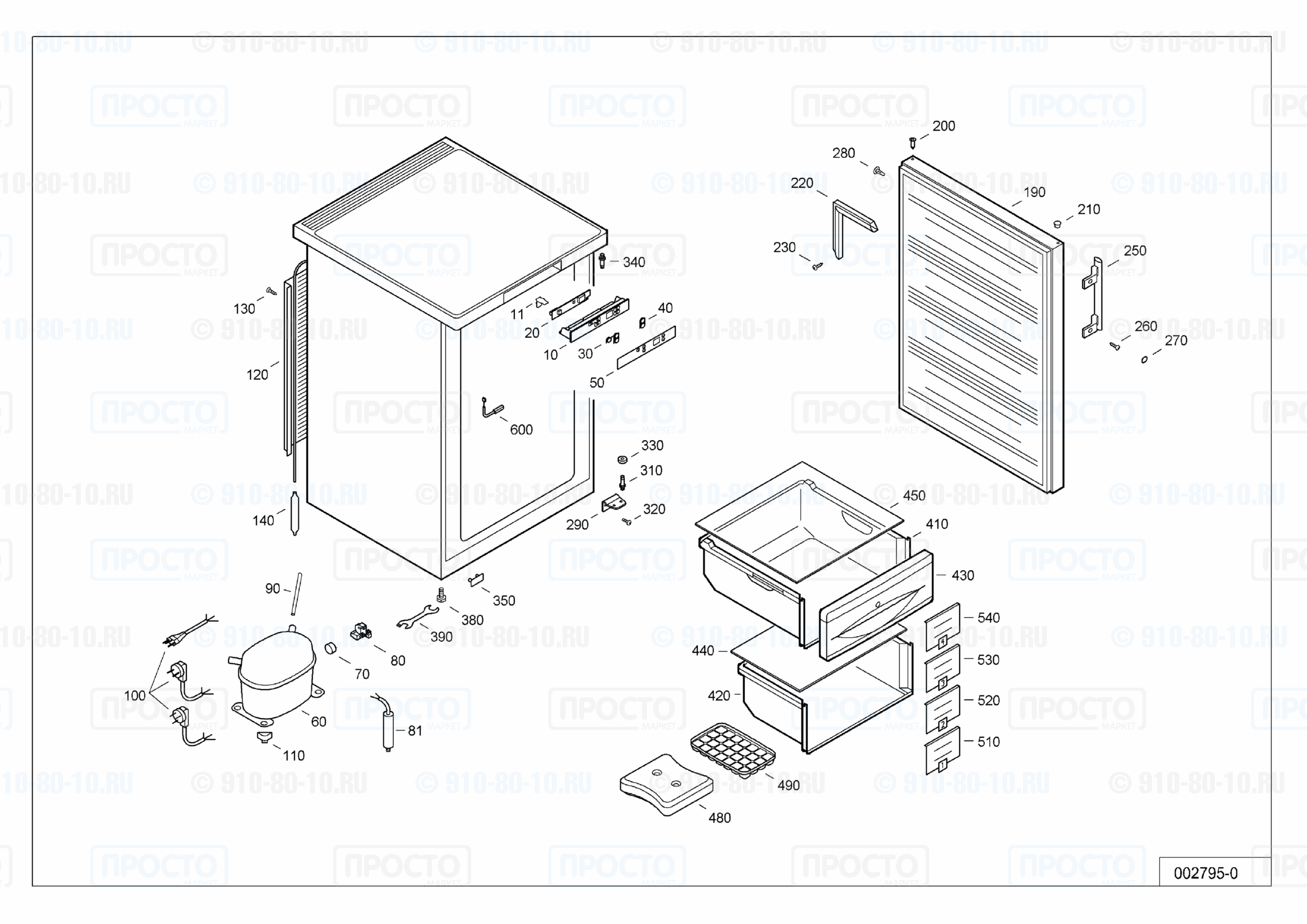 Взрыв-схема запчастей холодильника Liebherr GP 1356-20A