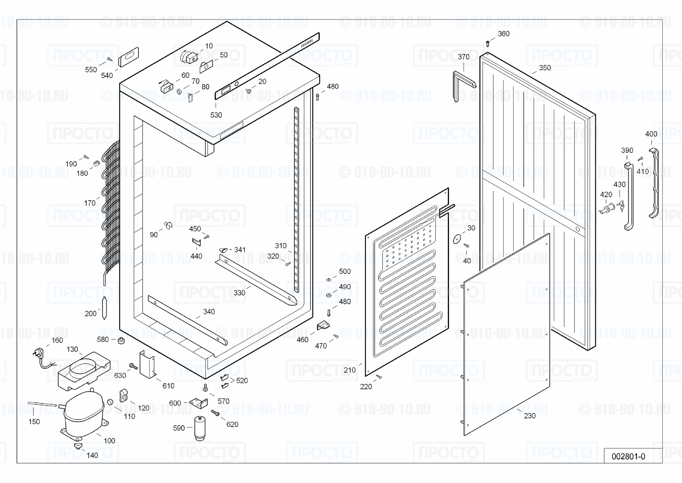 Взрыв-схема запчастей холодильника Liebherr BK 4000-12B