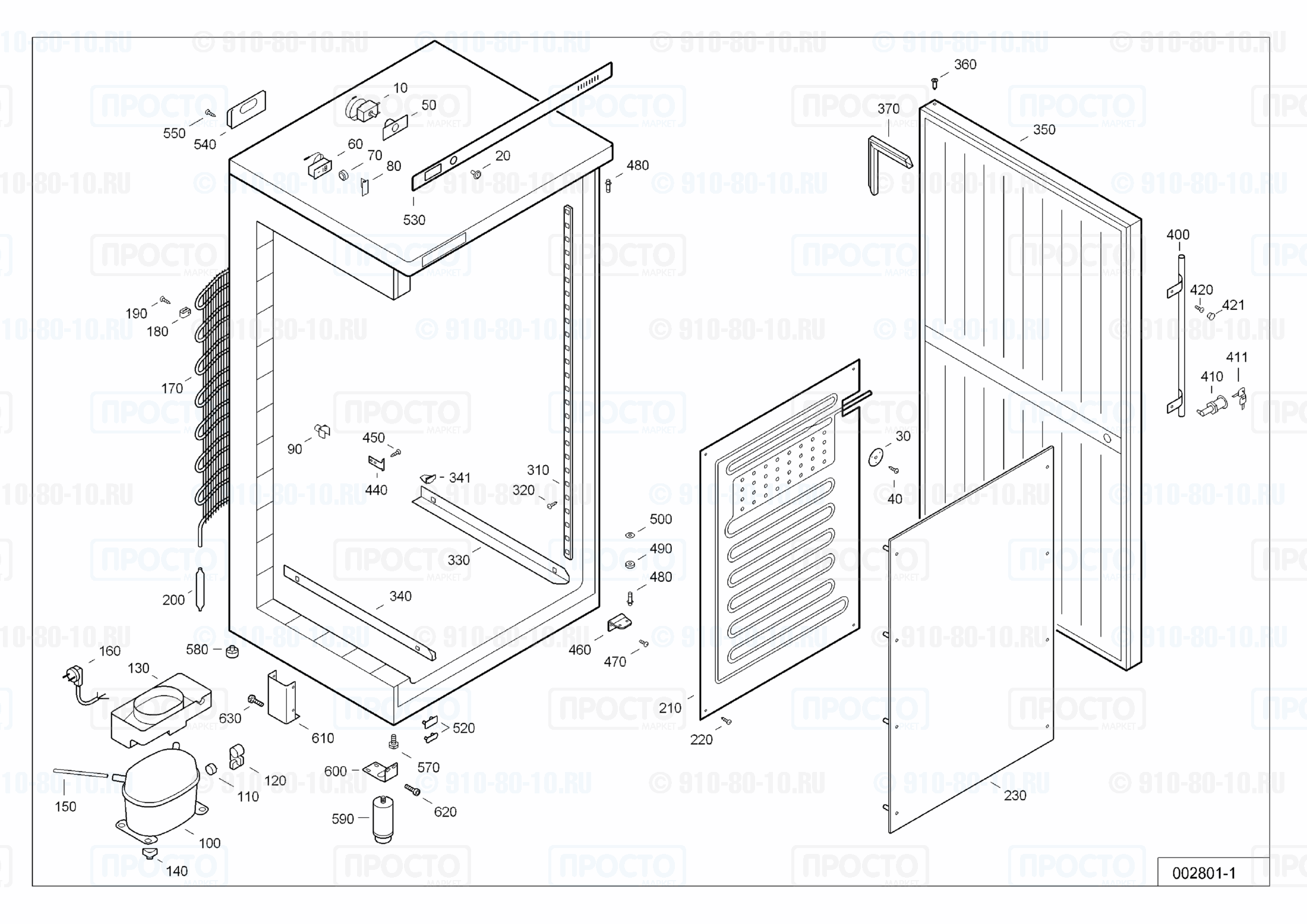 Взрыв-схема запчастей холодильника Liebherr BK 4000-13