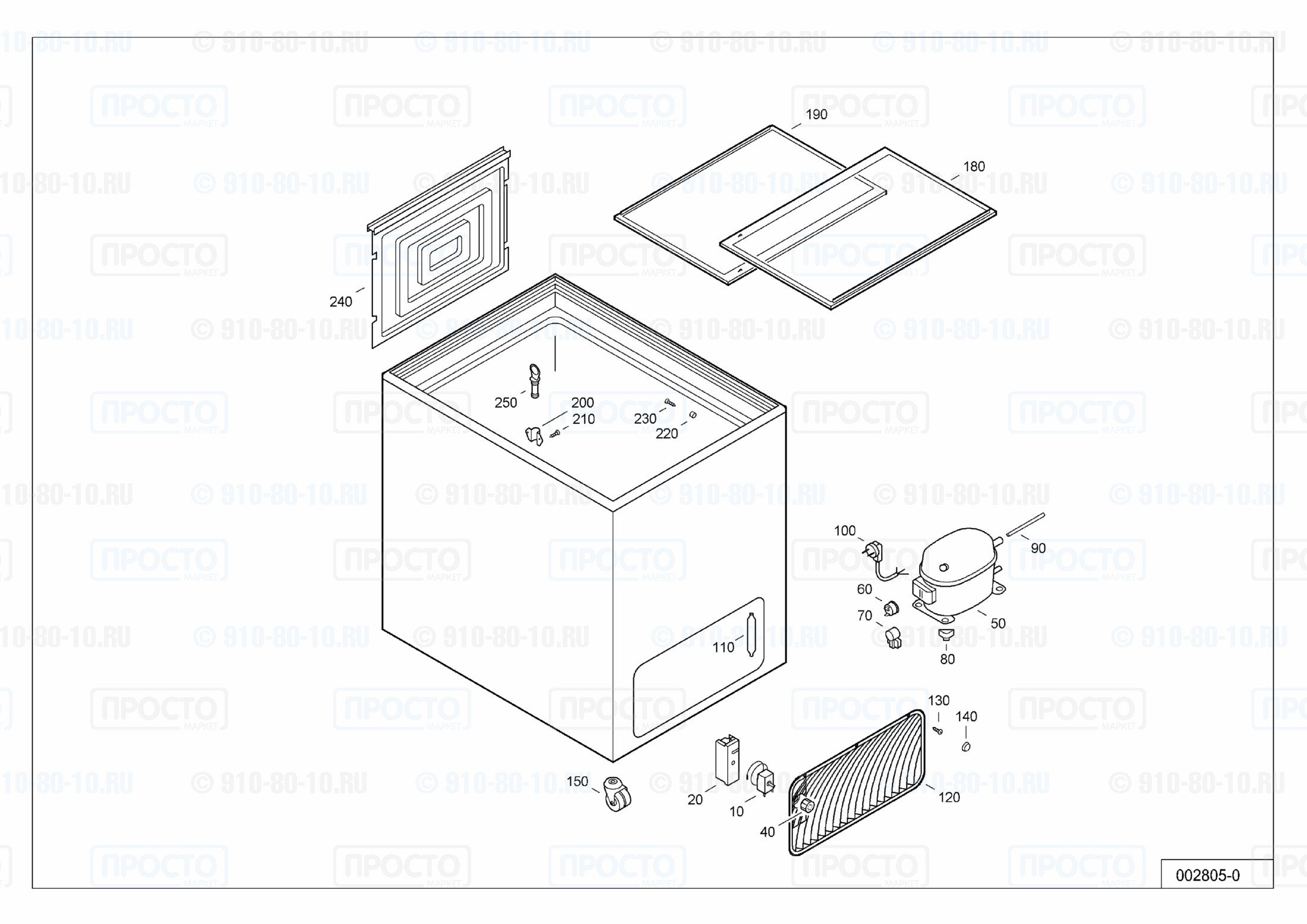 Взрыв-схема запчастей холодильника Liebherr FT 2902-12A
