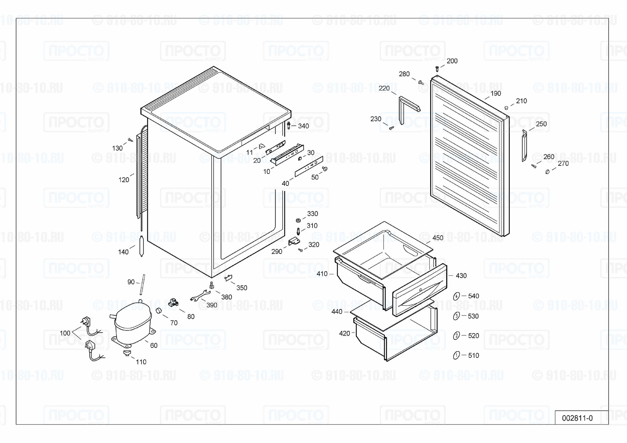 Взрыв-схема запчастей холодильника Liebherr G 1311-20B