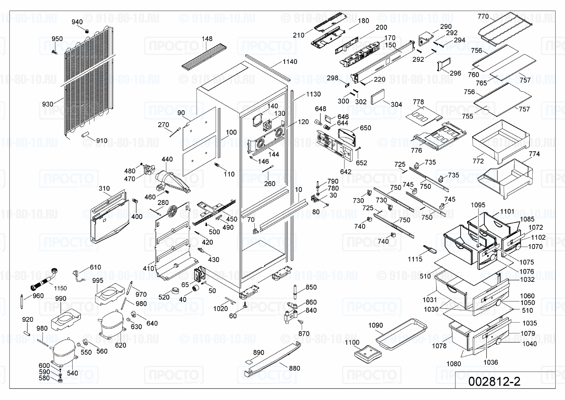 Взрыв-схема холодильника Liebherr SBNes 2900-20C