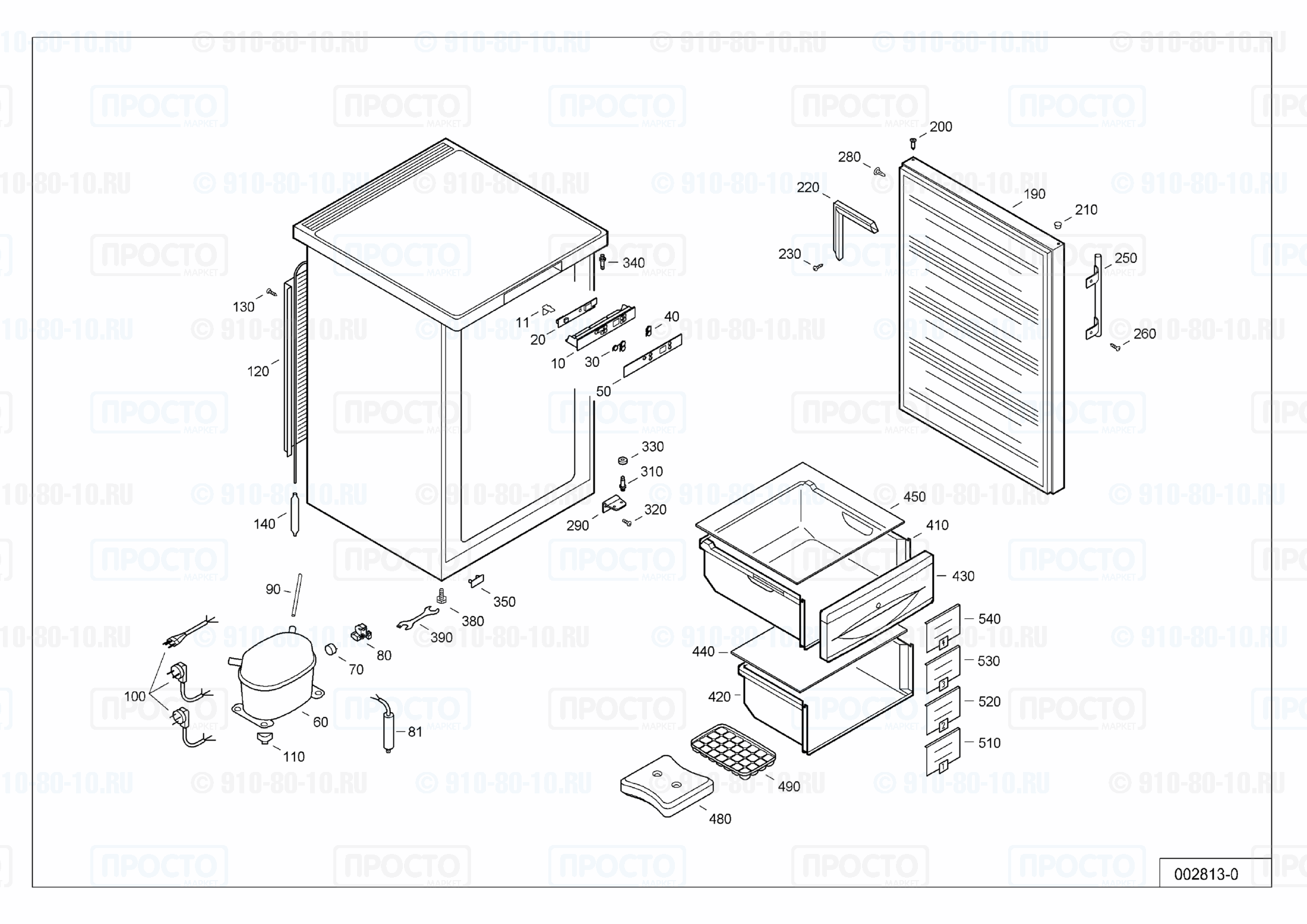 Взрыв-схема запчастей холодильника Liebherr GPes 1456-22F