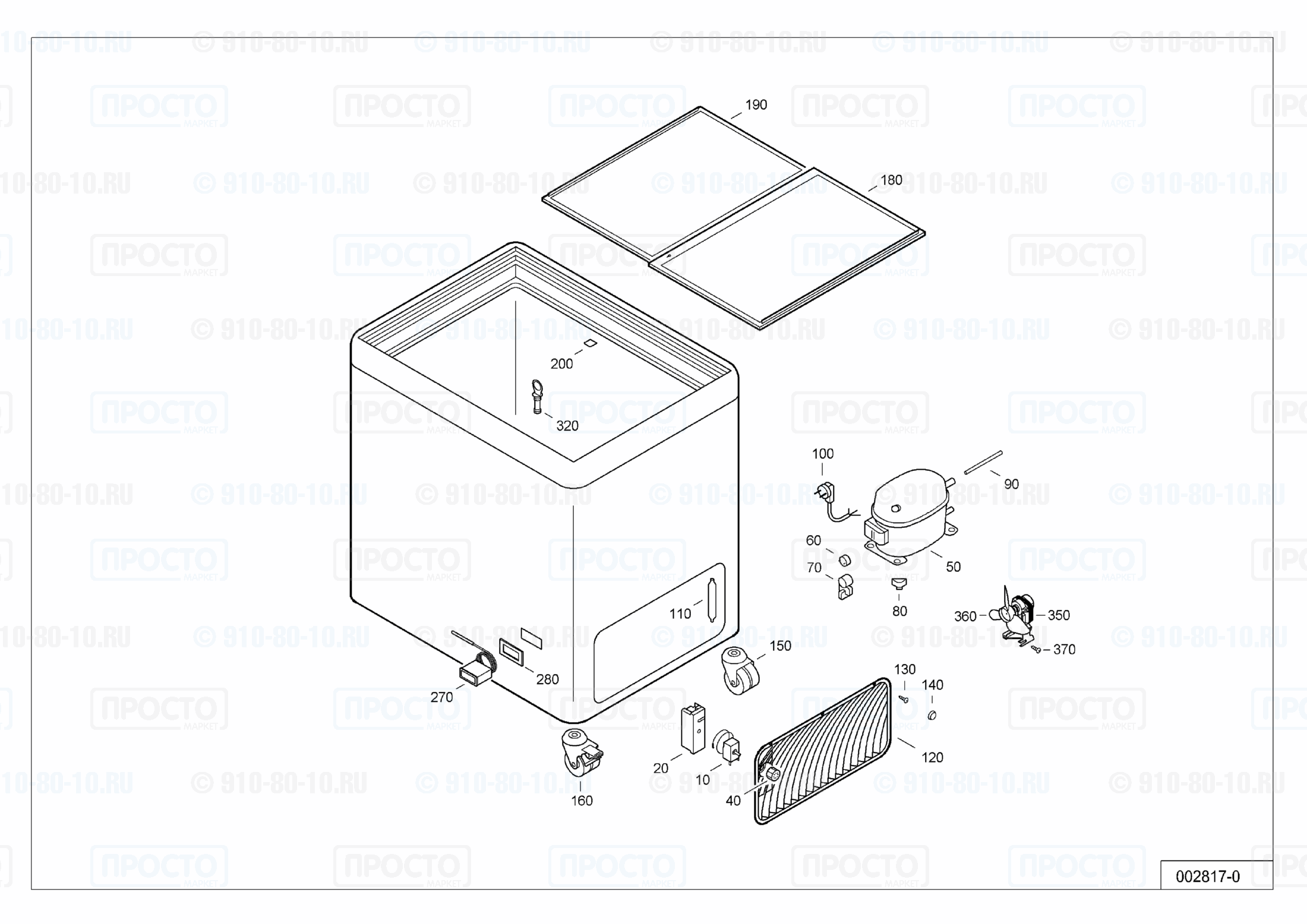 Взрыв-схема запчастей холодильника Liebherr GTE 3702-13E