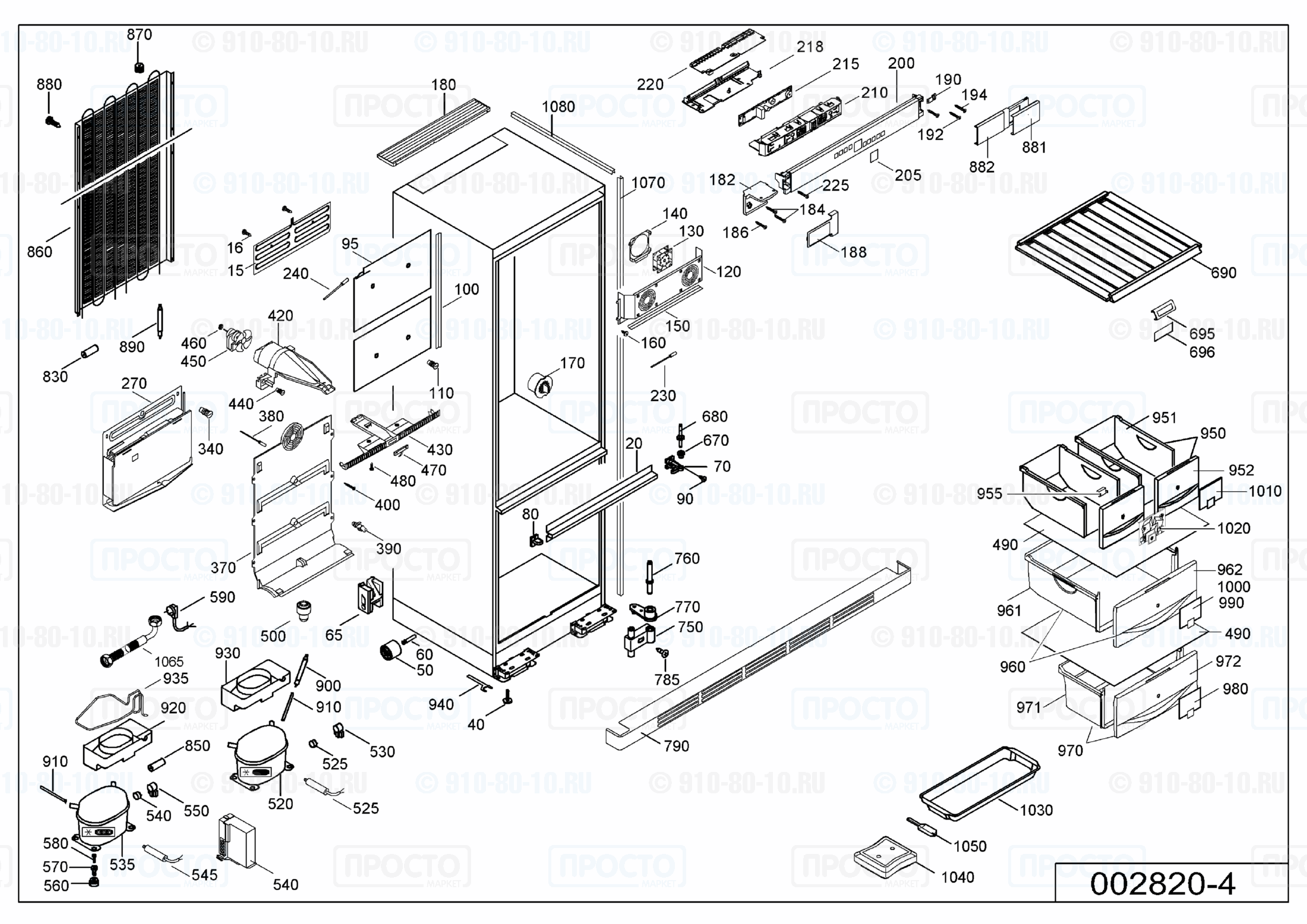 Взрыв-схема запчастей холодильника Liebherr SWNes 2900-20A