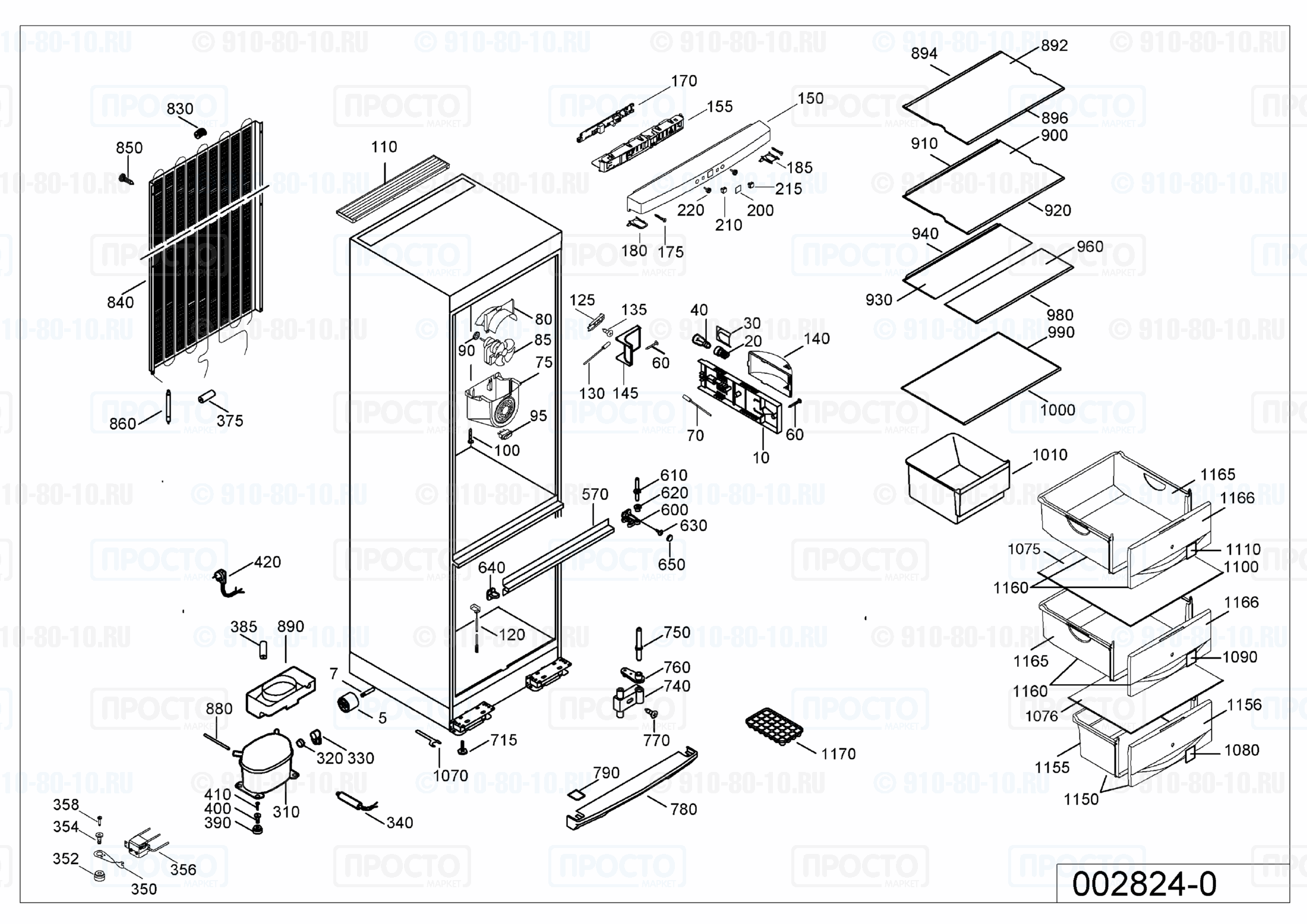 Взрыв-схема запчастей холодильника Liebherr CP 4003-20