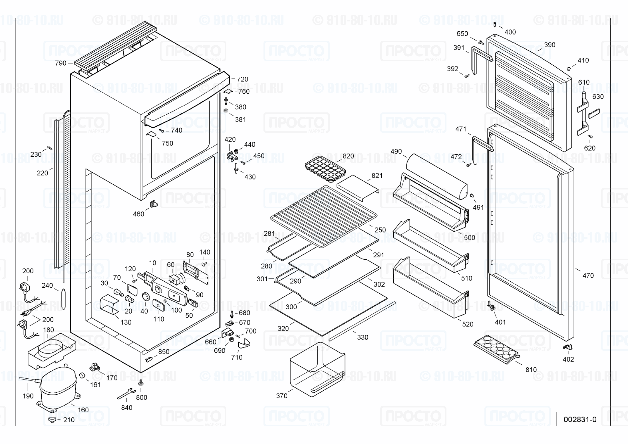 Взрыв-схема запчастей холодильника Liebherr CT 2511-20