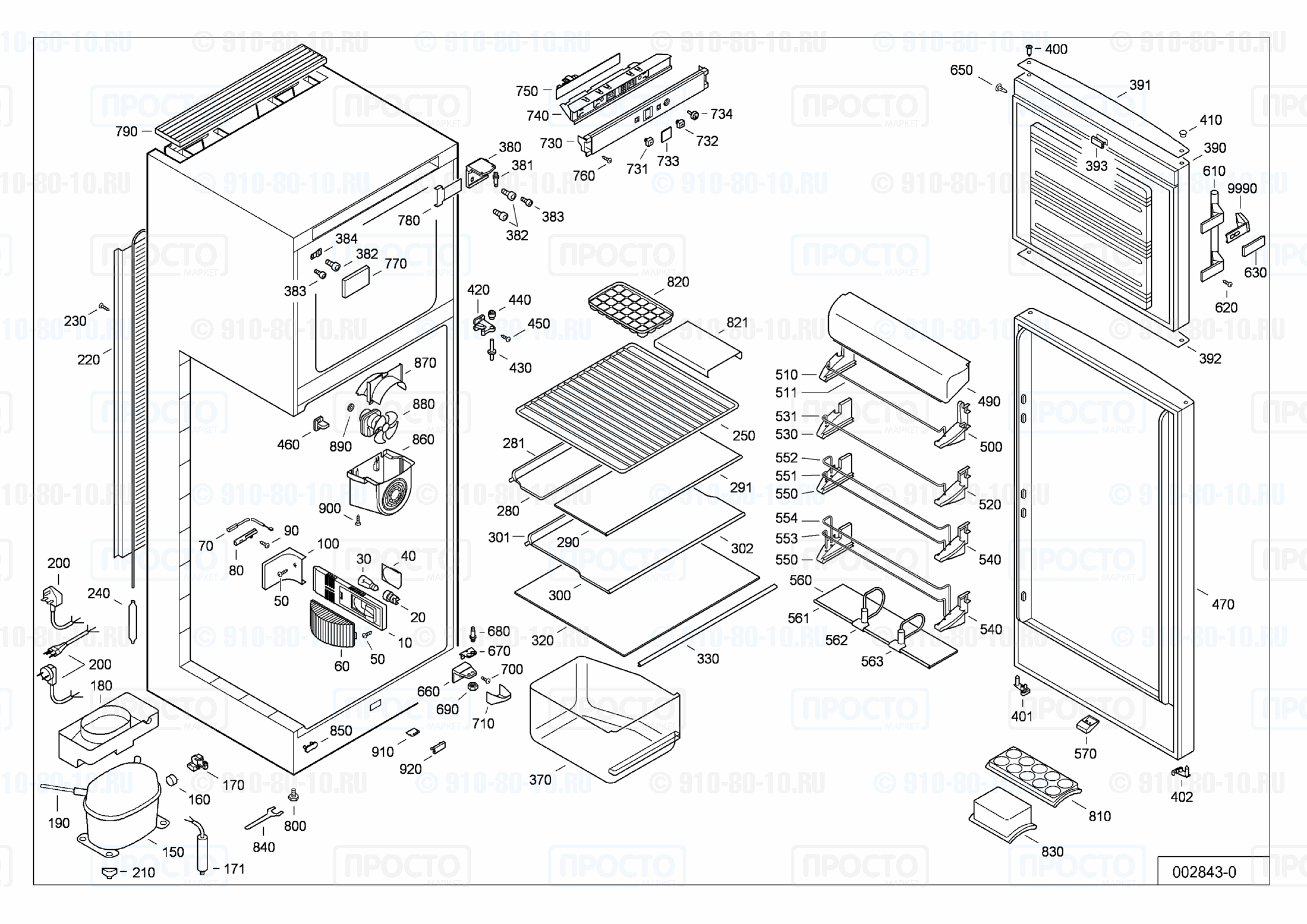 Взрыв-схема запчастей холодильника Liebherr CTa 3153-20A