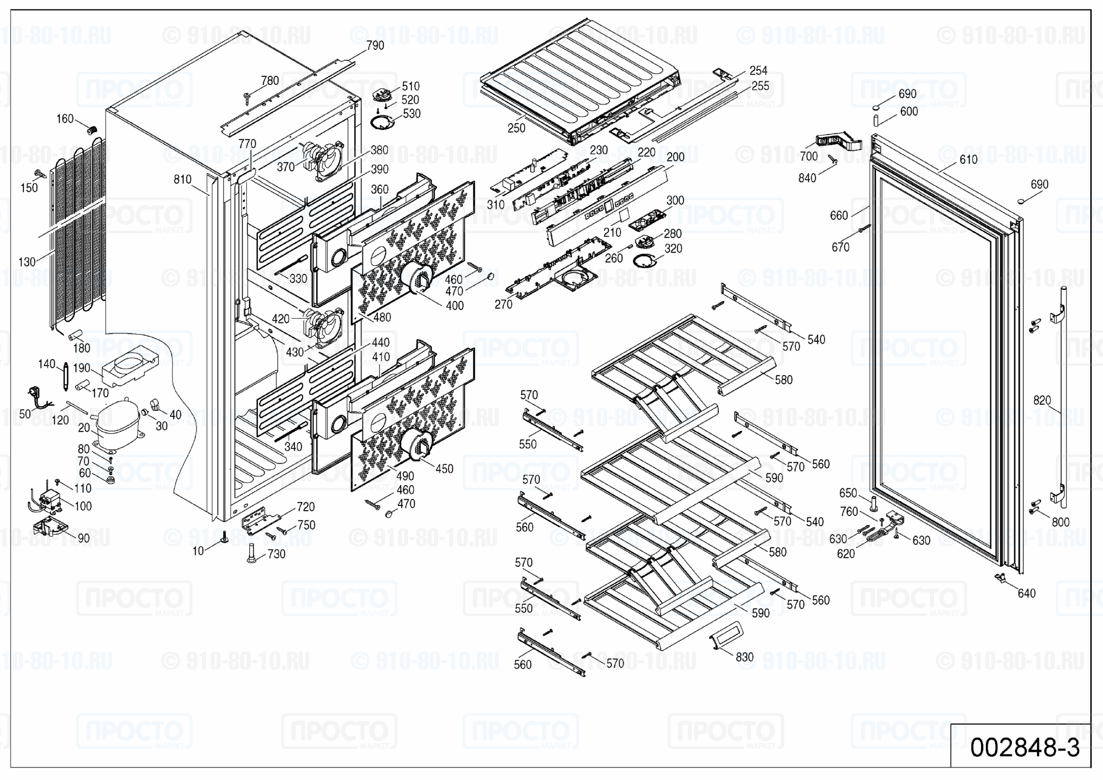 Взрыв-схема запчастей холодильника Liebherr WTEes 2053-20