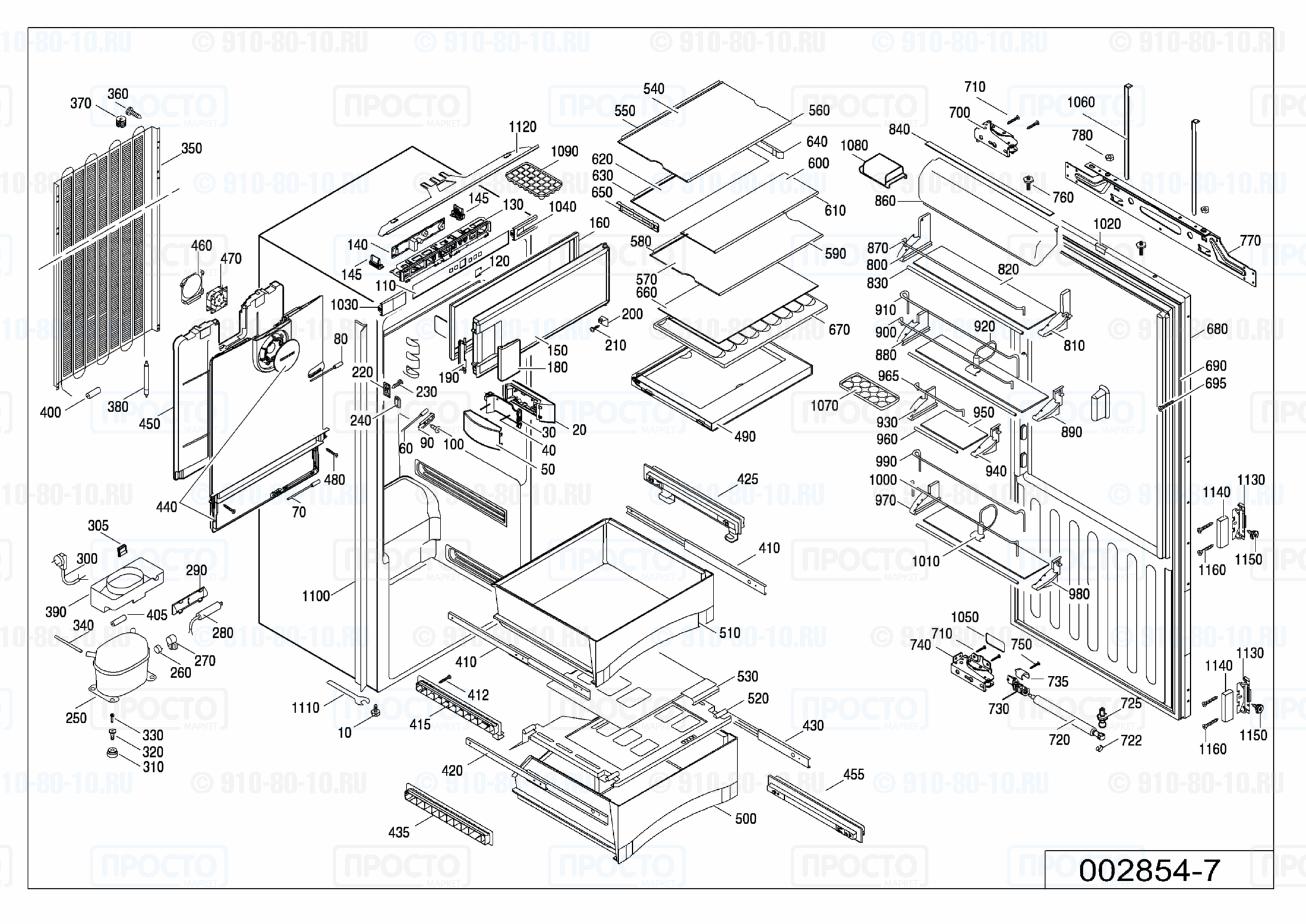 Взрыв-схема запчастей холодильника Liebherr IKB 2224-20C