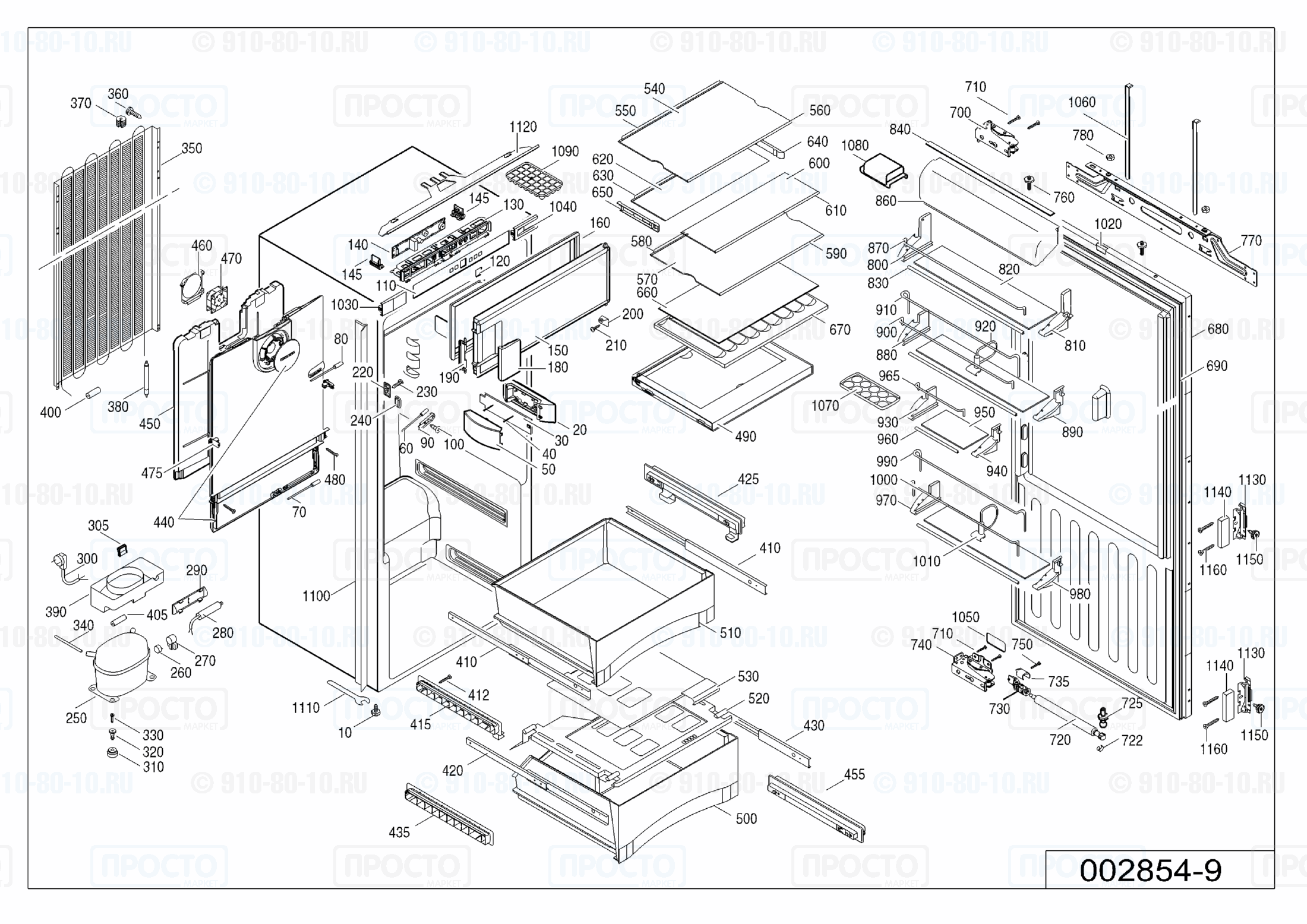 Взрыв-схема запчастей холодильника Liebherr IKB 2224-20E