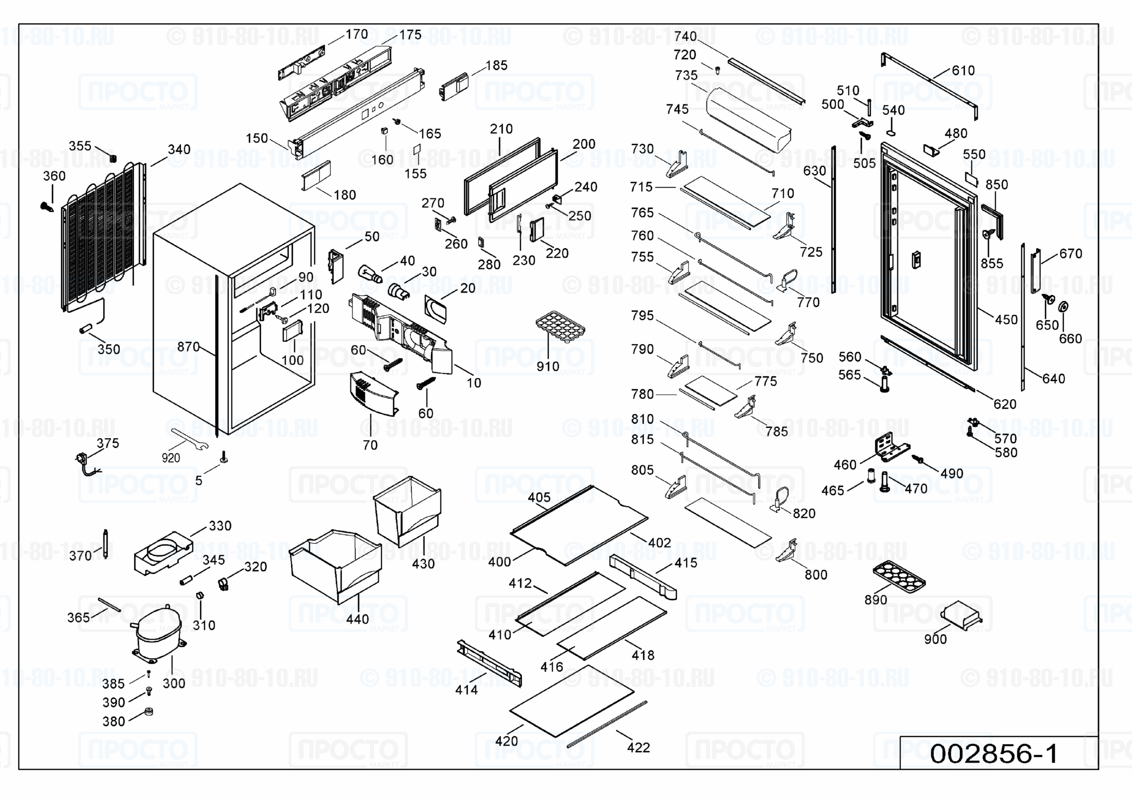 Взрыв-схема запчастей холодильника Liebherr EK 1554-20A