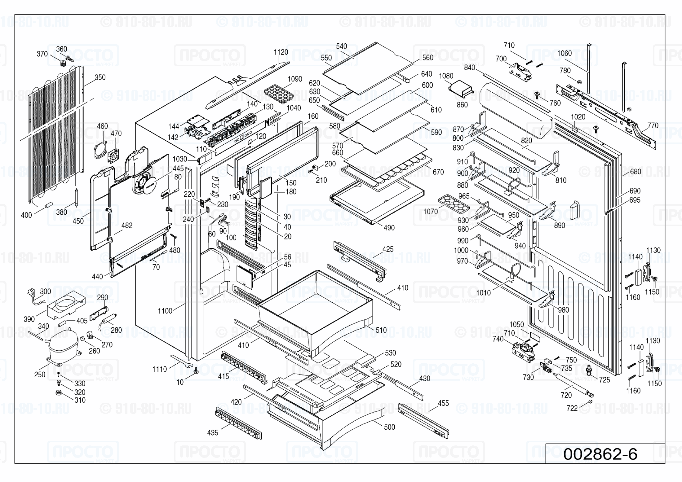 Взрыв-схема запчастей холодильника Liebherr IKB 2254-20F