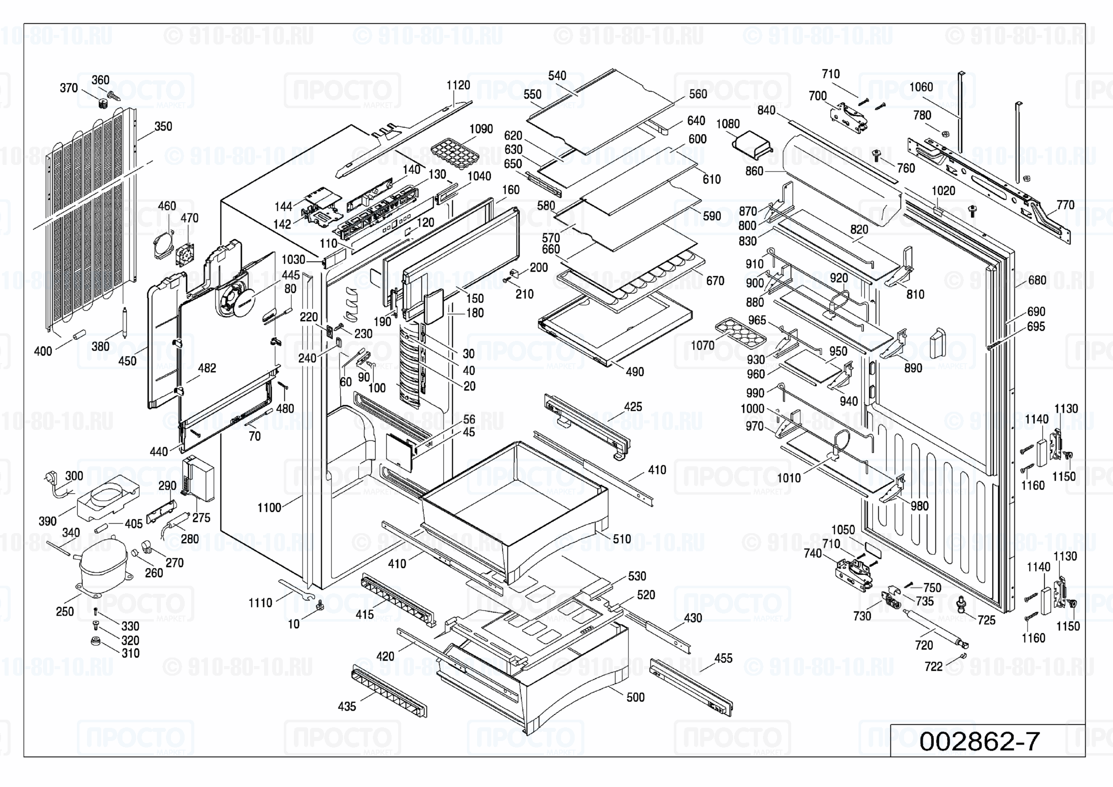 Взрыв-схема запчастей холодильника Liebherr IKB 2264-20