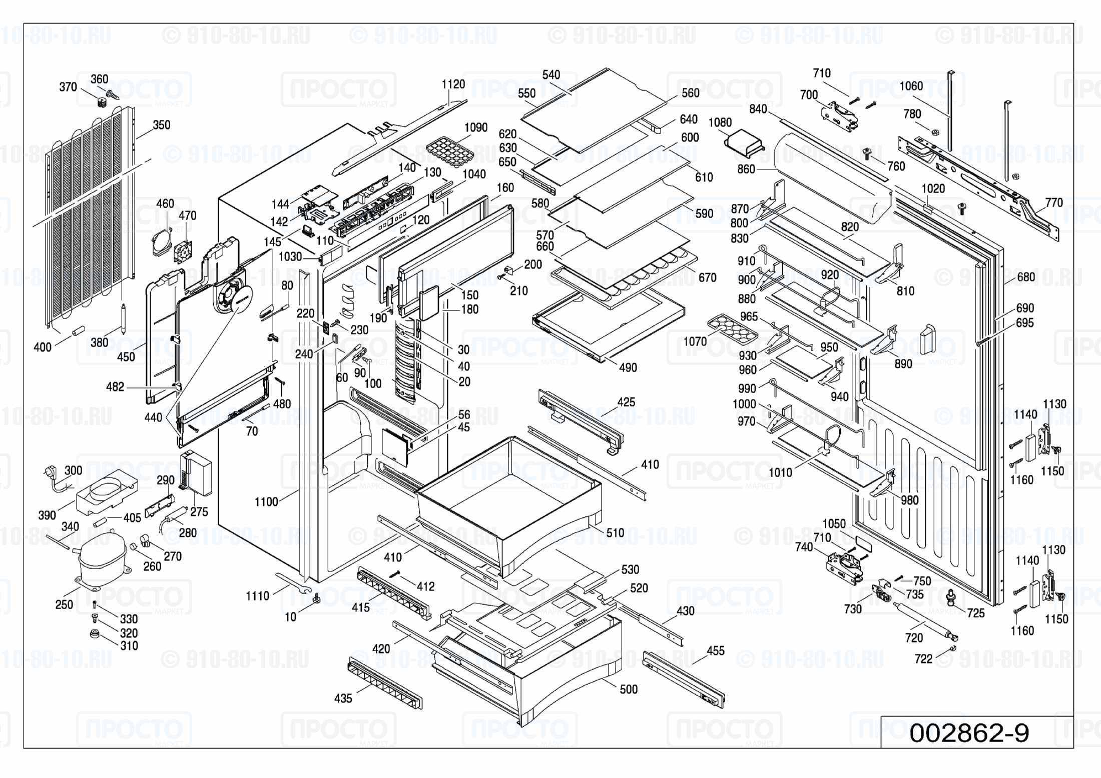 Взрыв-схема запчастей холодильника Liebherr IKB 2664-20G