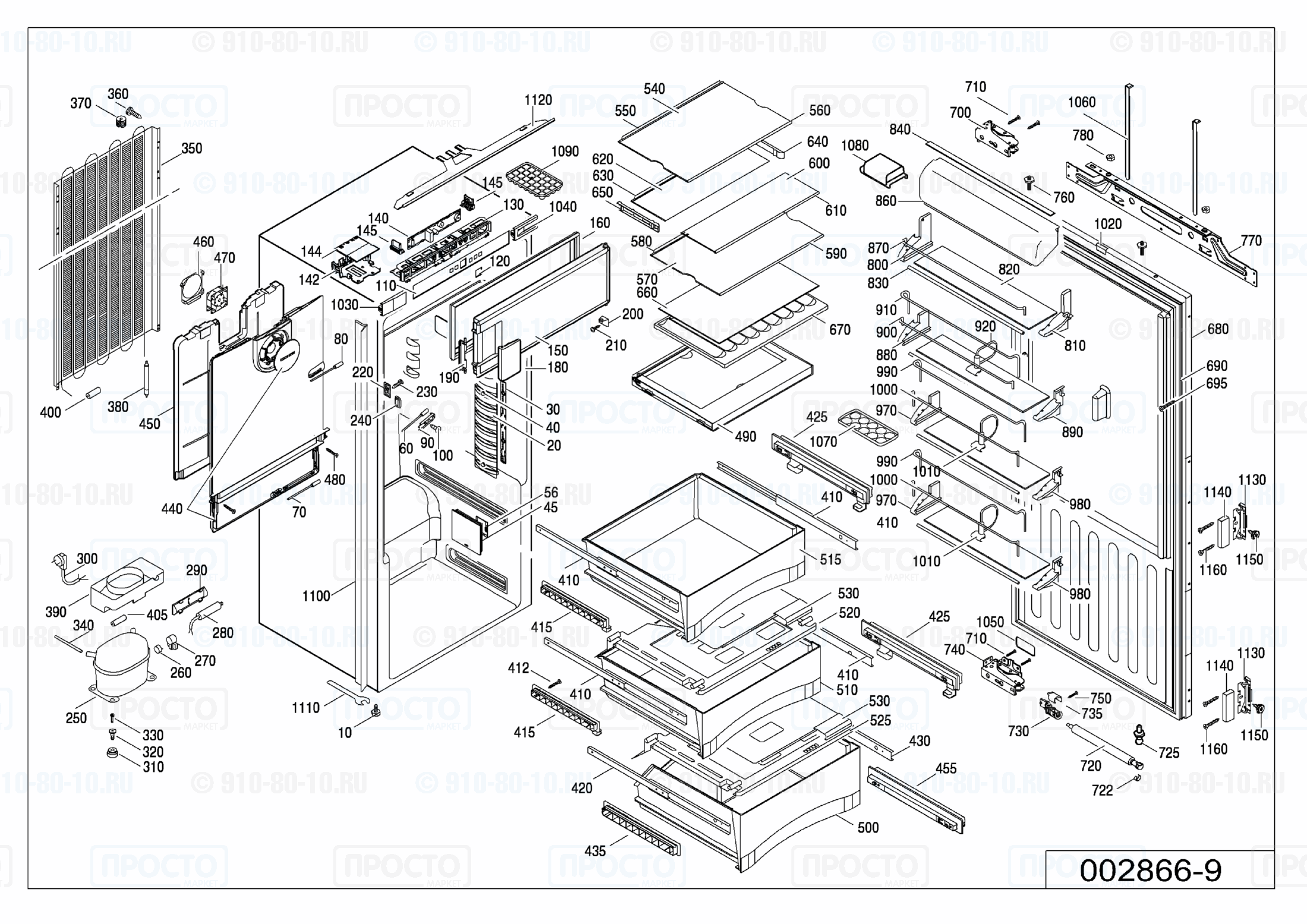 Взрыв-схема запчастей холодильника Liebherr IKB 3454-20I