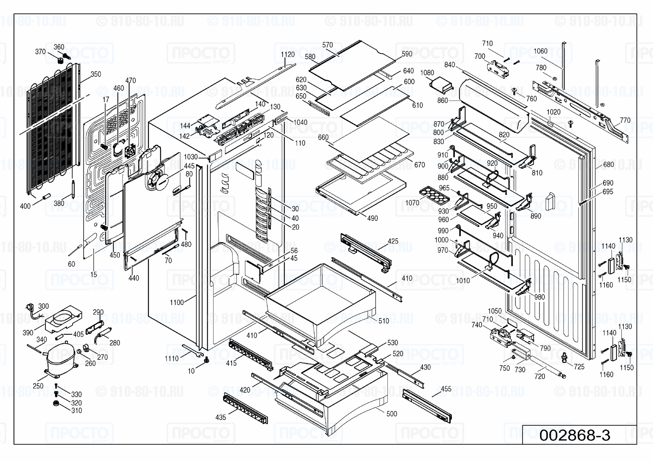Взрыв-схема запчастей холодильника Liebherr IKB 2450-20
