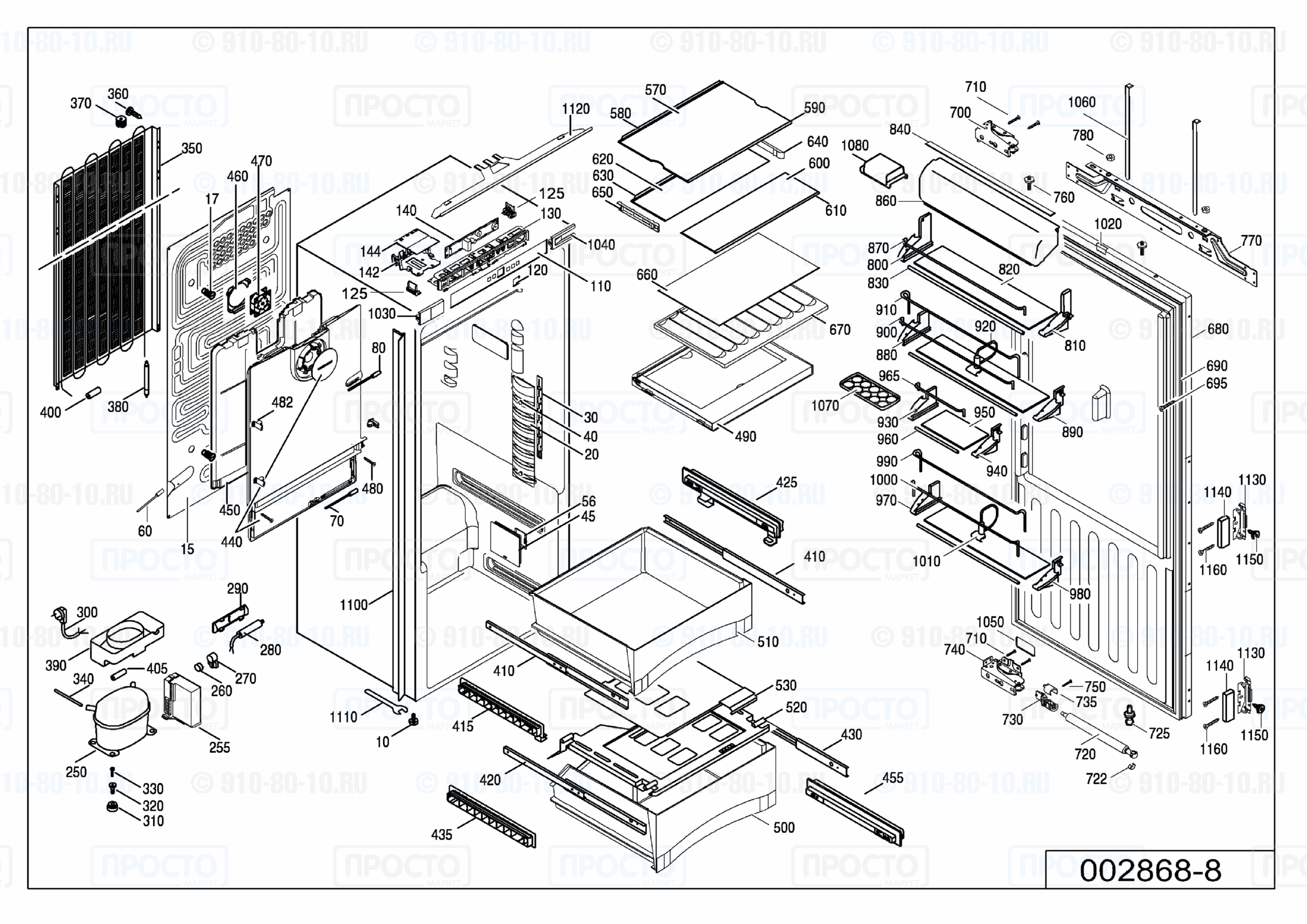 Взрыв-схема запчастей холодильника Liebherr IKB 2850-20J