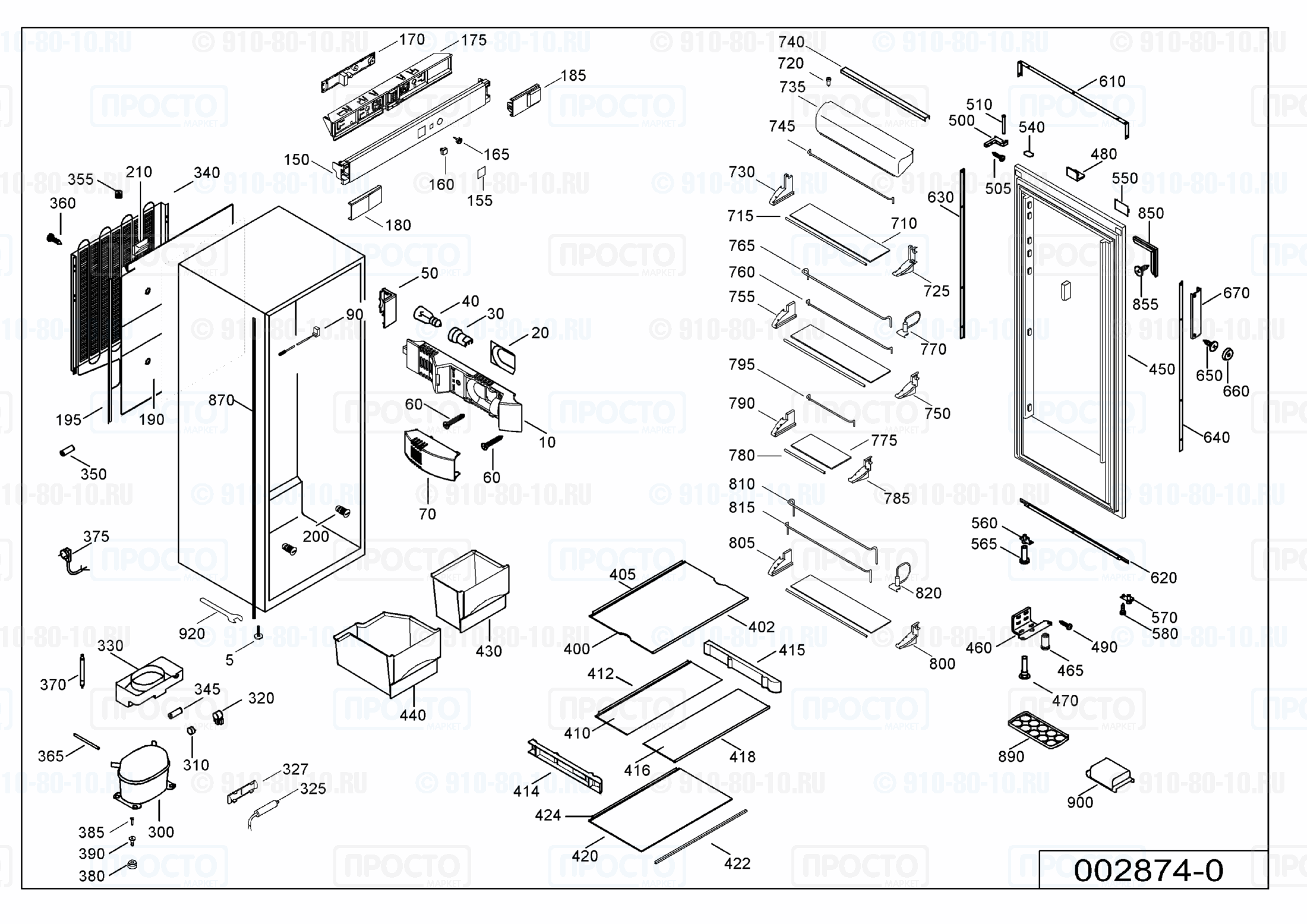 Взрыв-схема запчастей холодильника Liebherr EK 2450-20C
