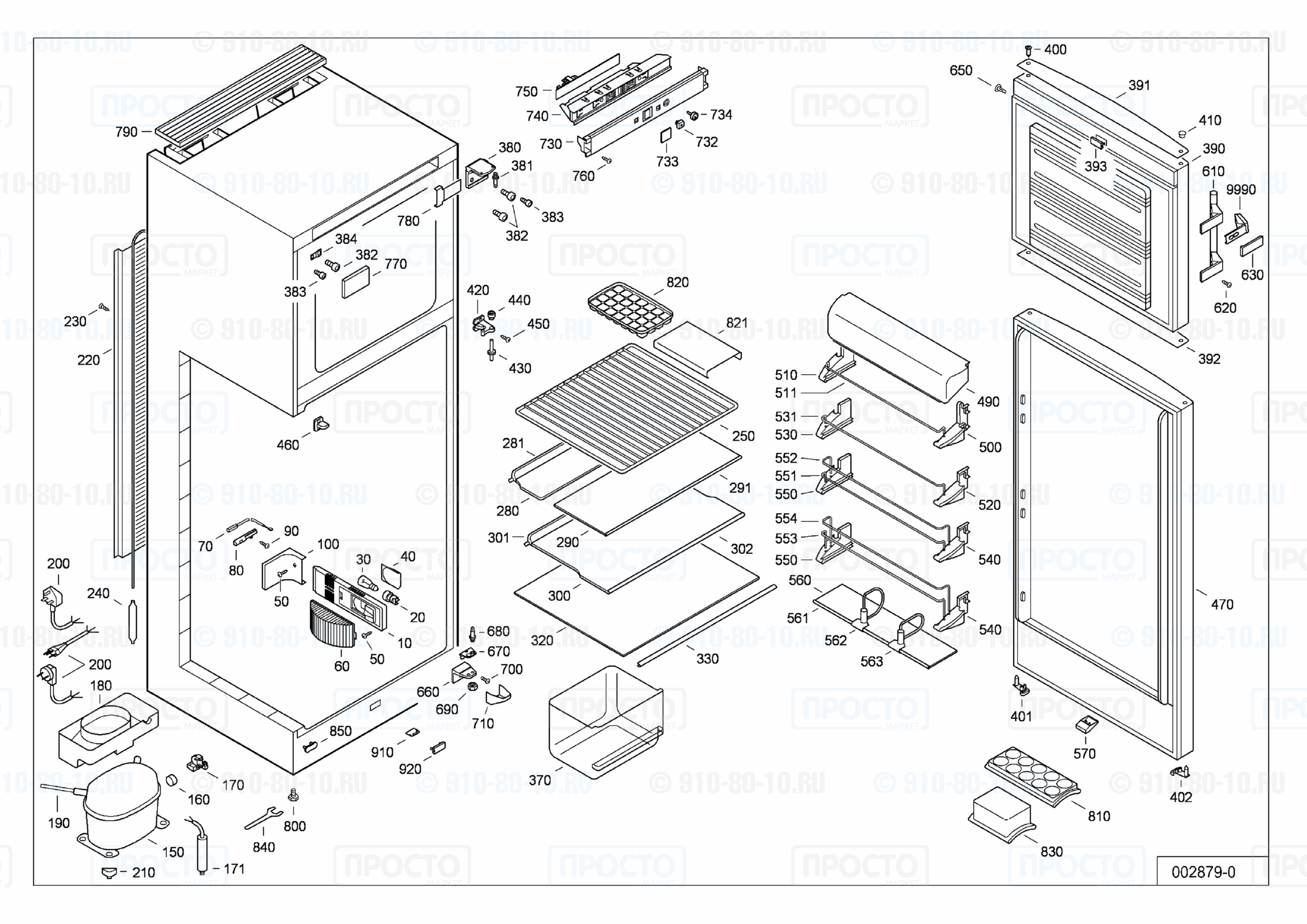 Взрыв-схема запчастей холодильника Liebherr CTPa 2553-20A