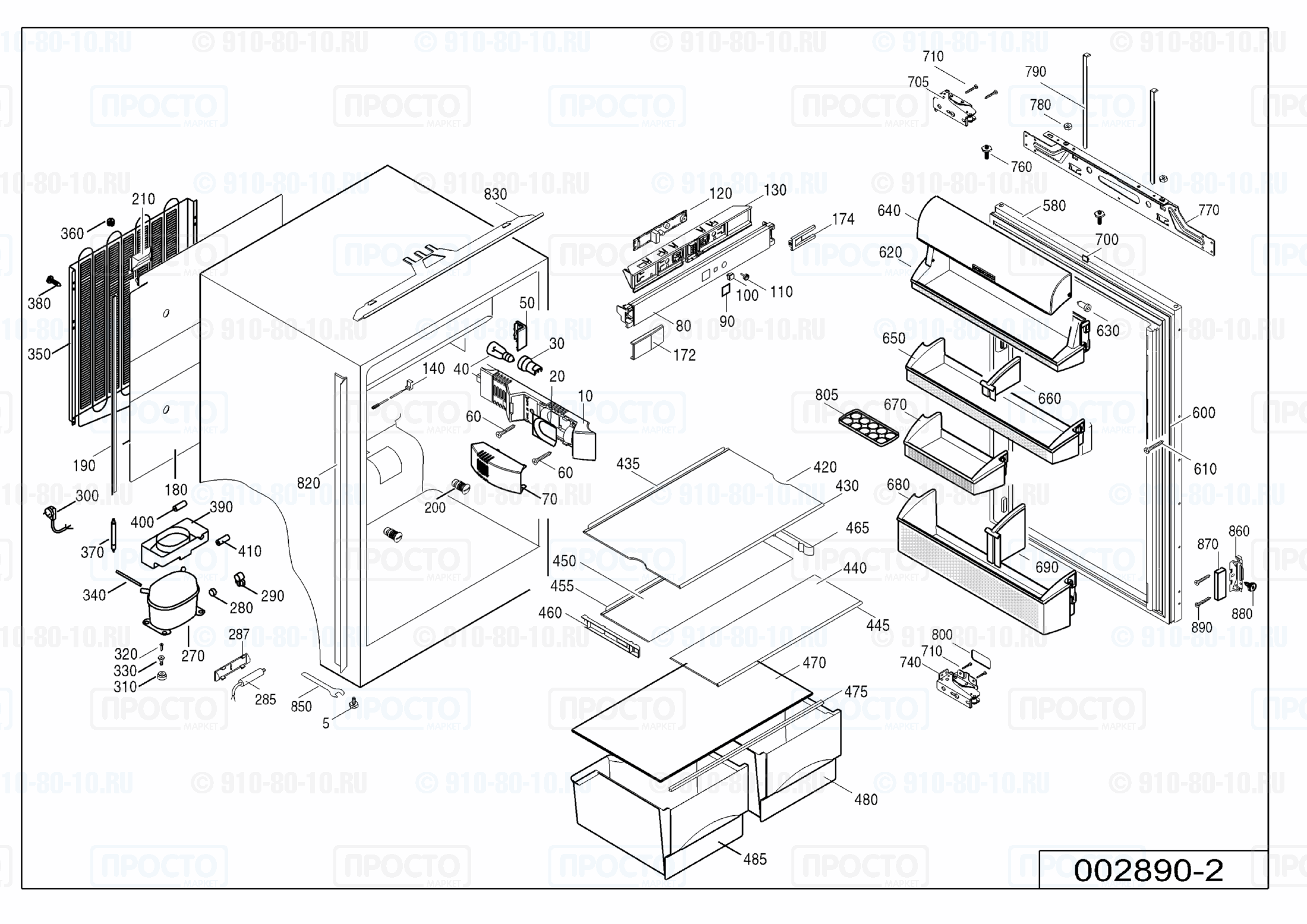 Взрыв-схема запчастей холодильника Liebherr IK 1700-20D