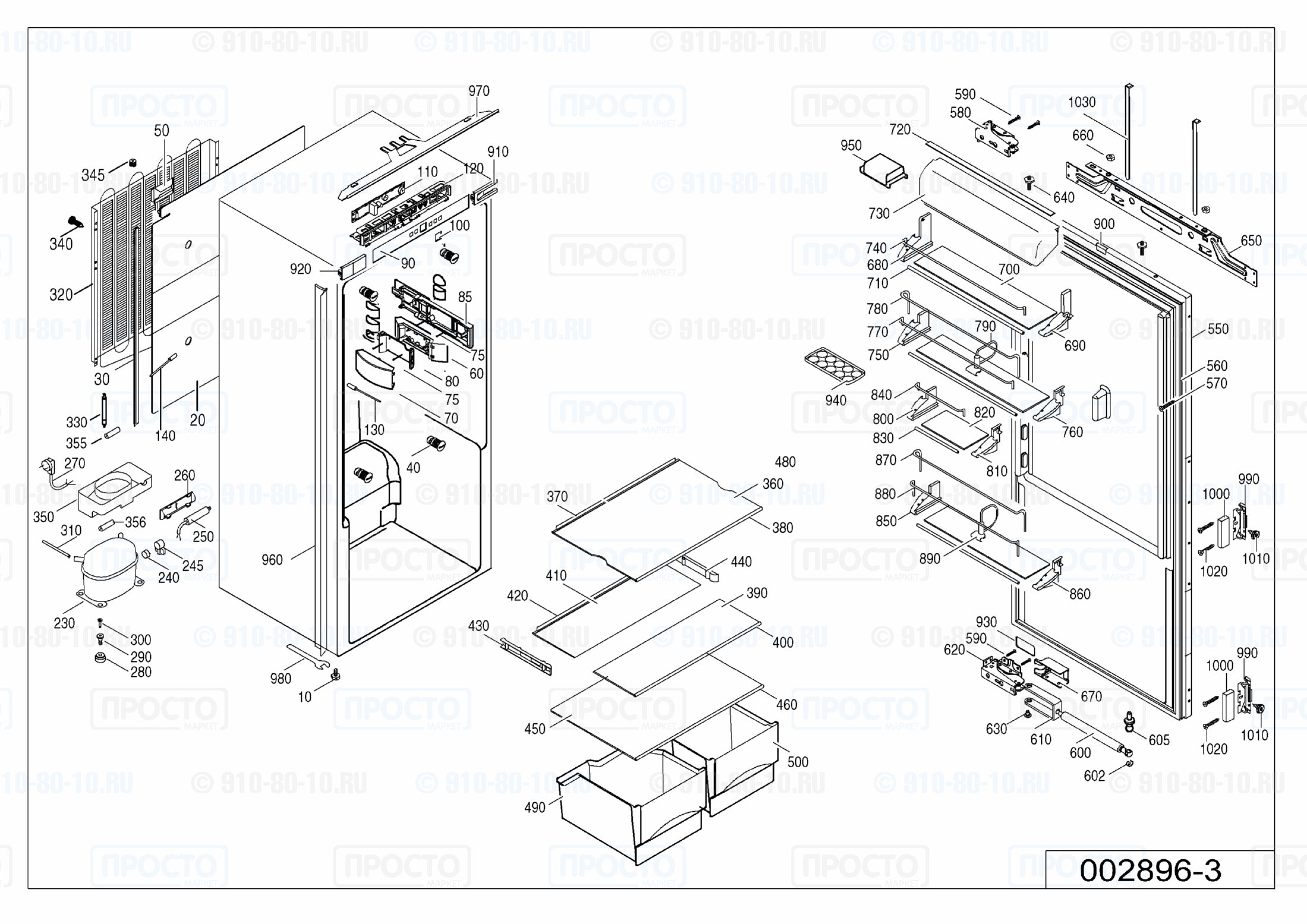 Взрыв-схема запчастей холодильника Liebherr IKP 1750-20A