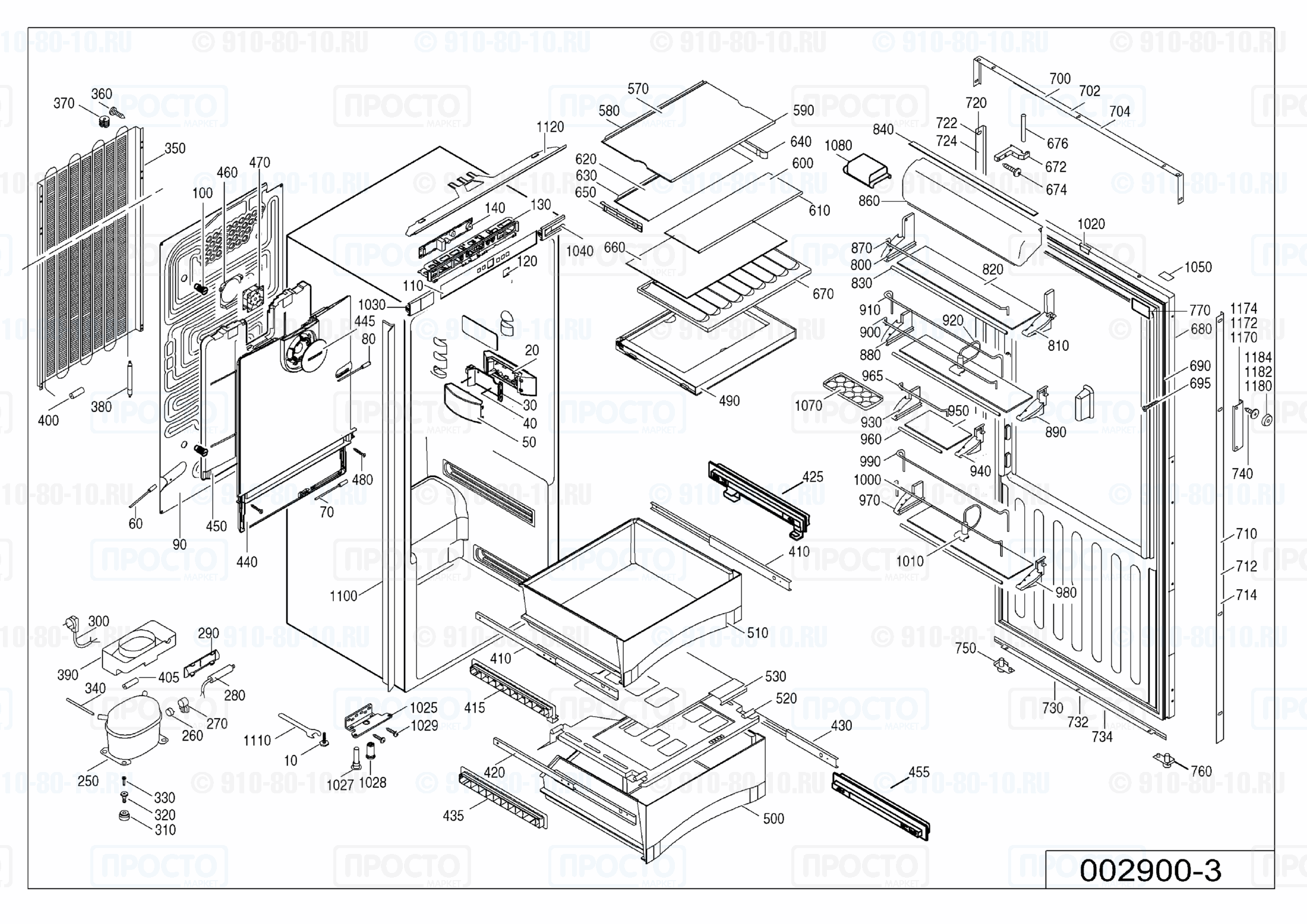 Взрыв-схема запчастей холодильника Liebherr EKB 2410-20F