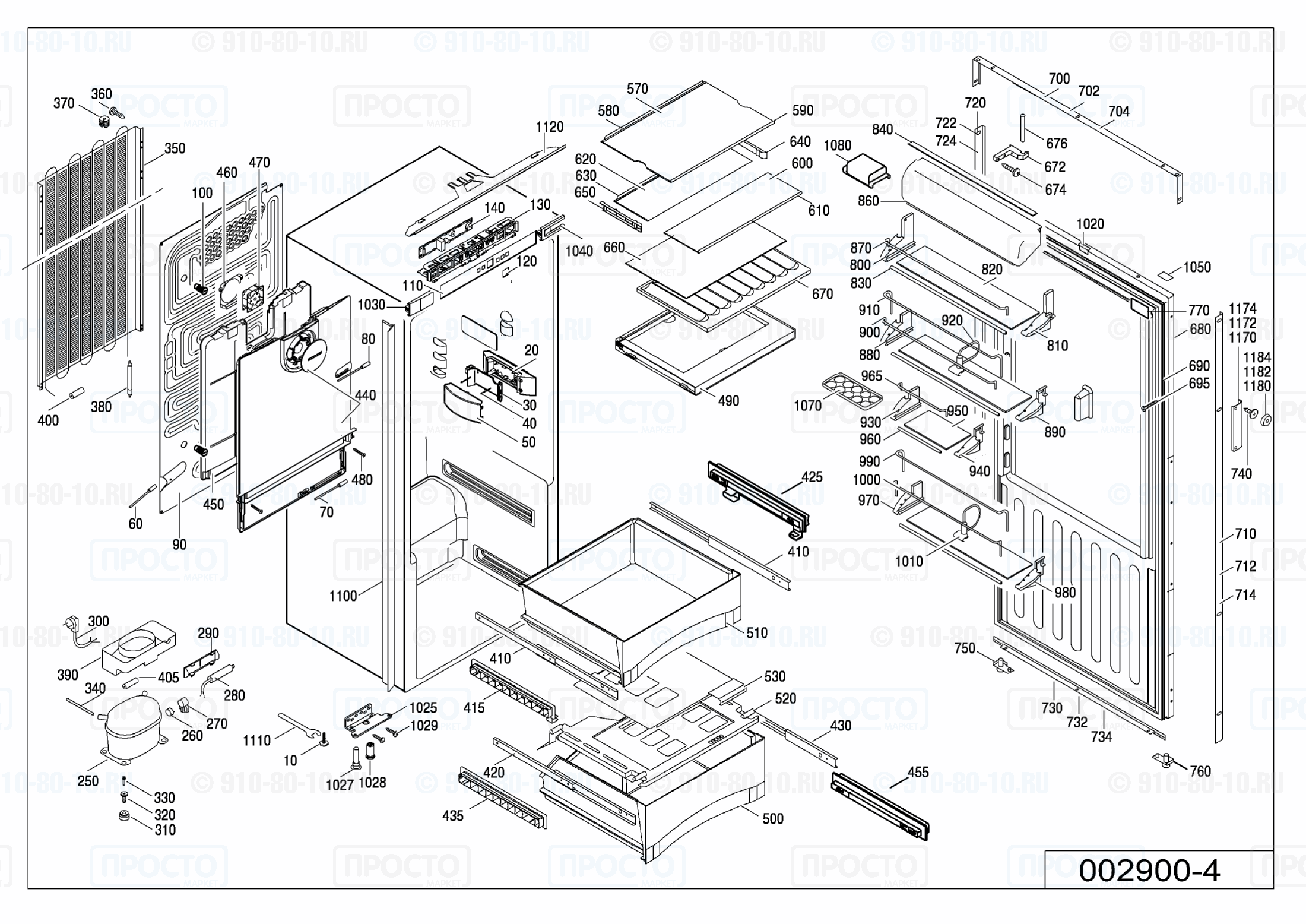 Взрыв-схема запчастей холодильника Liebherr EKB 2410-20H