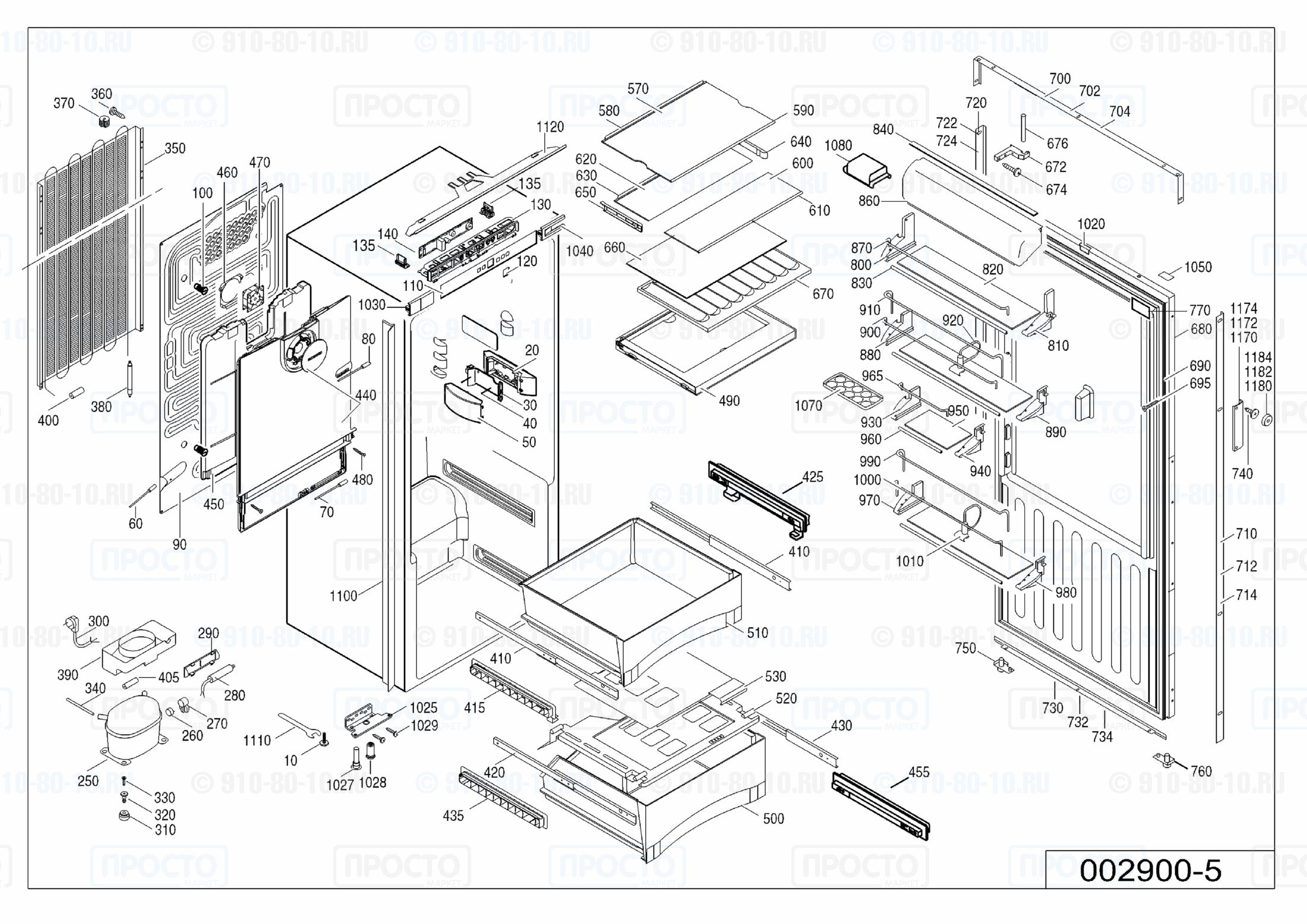 Взрыв-схема запчастей холодильника Liebherr EKB 2410-20L