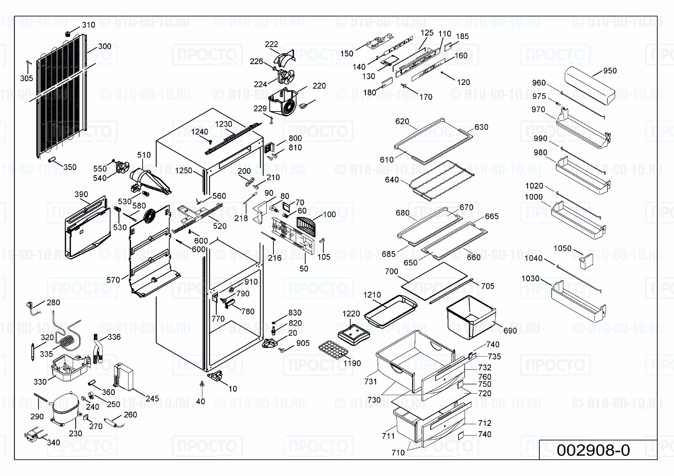 Взрыв-схема запчастей холодильника Liebherr KIKNv 3046-13C